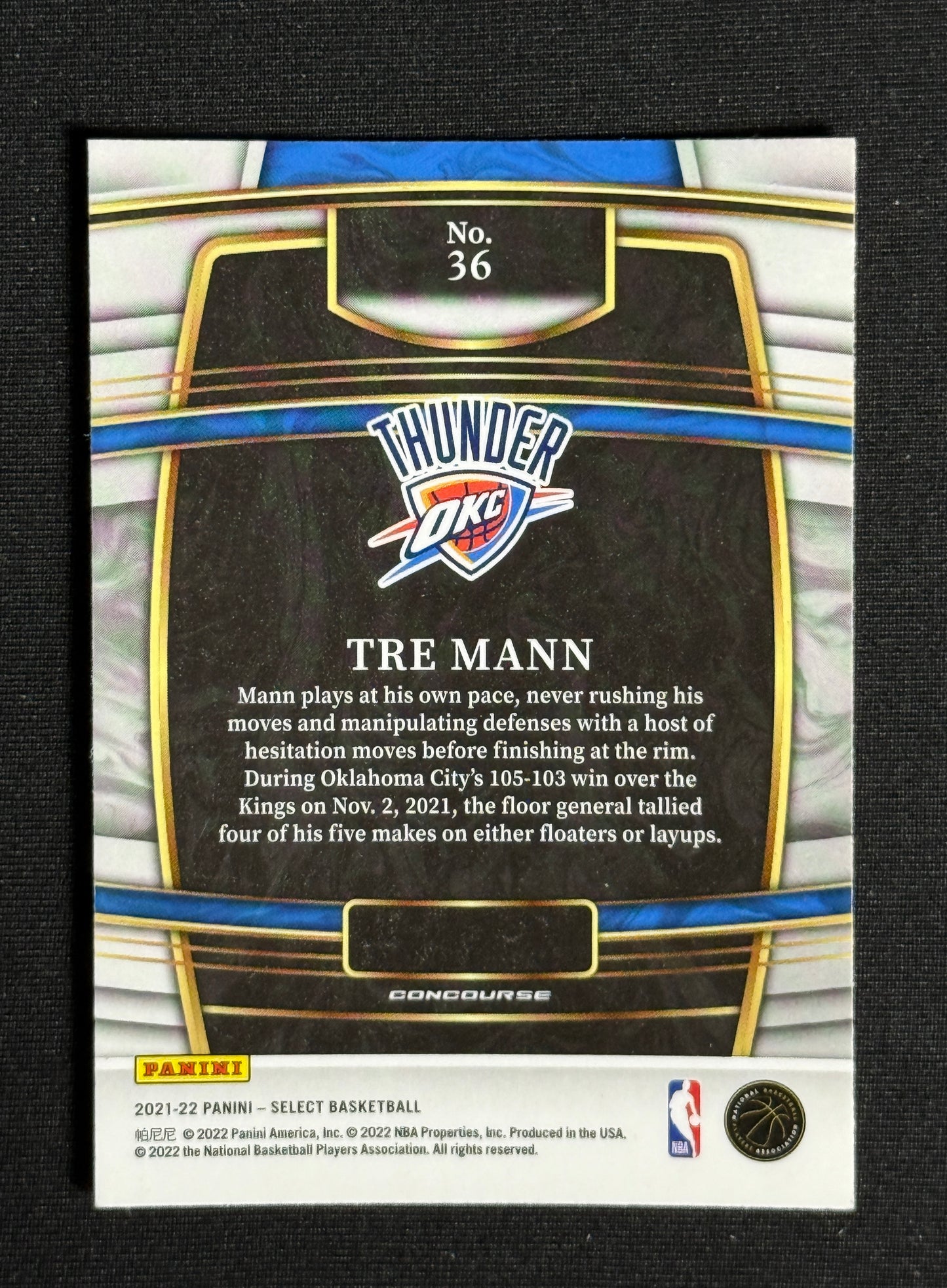 2021-22 Panini Select Tre Mann Rookie Blue (Retail Base) #36