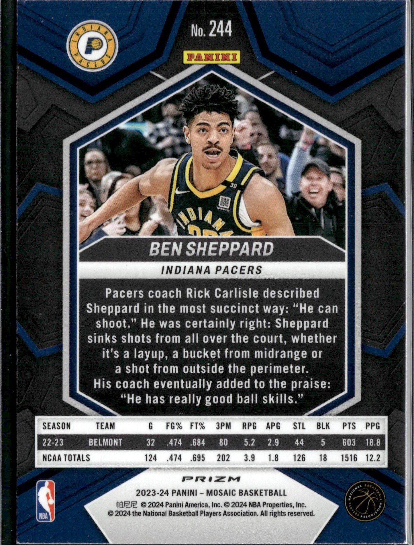 2023-24 Panini Mosaic Ben Sheppard Rookie Silver Mosaic #244