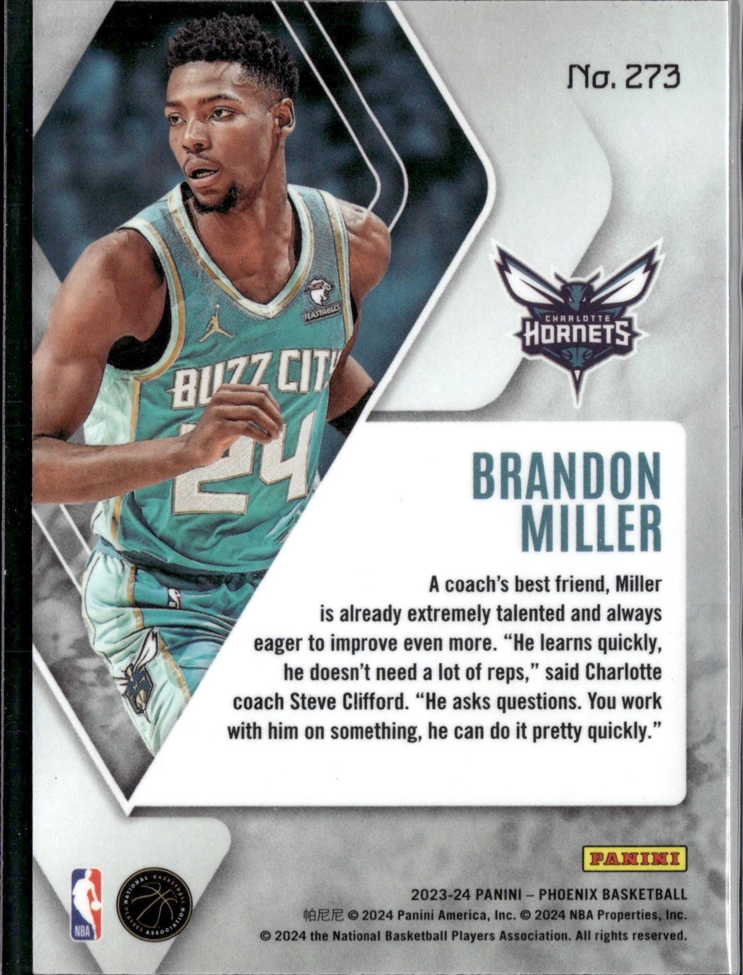 2023-24 Panini Phoenix Brandon Miller Rookie #273