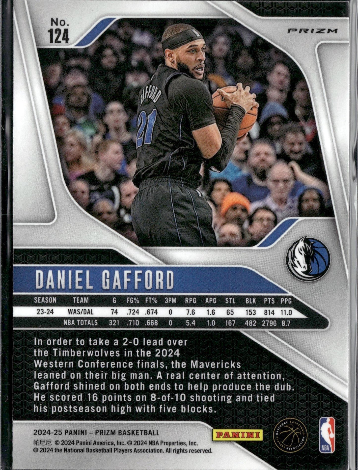 2024-25 Panini Prizm Daniel Gafford Prizms Silver #124