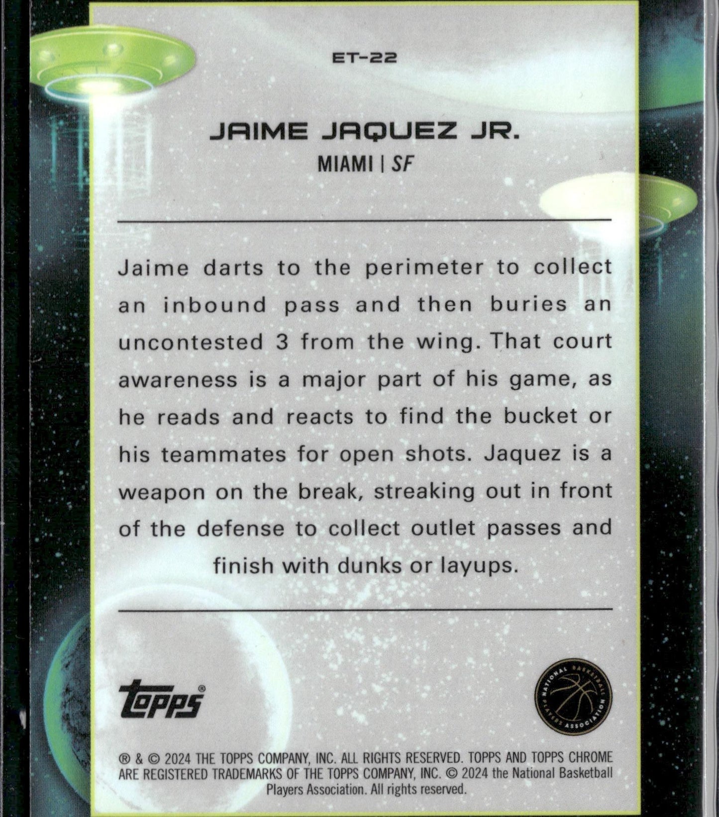2023-24 Topps Chrome Cosmic Jaime Jaquez Jr. Extraterrestrial Talent #ET-22