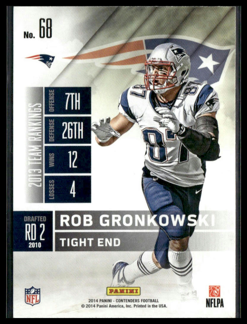 2014 Panini Contenders Rob Gronkowski #68