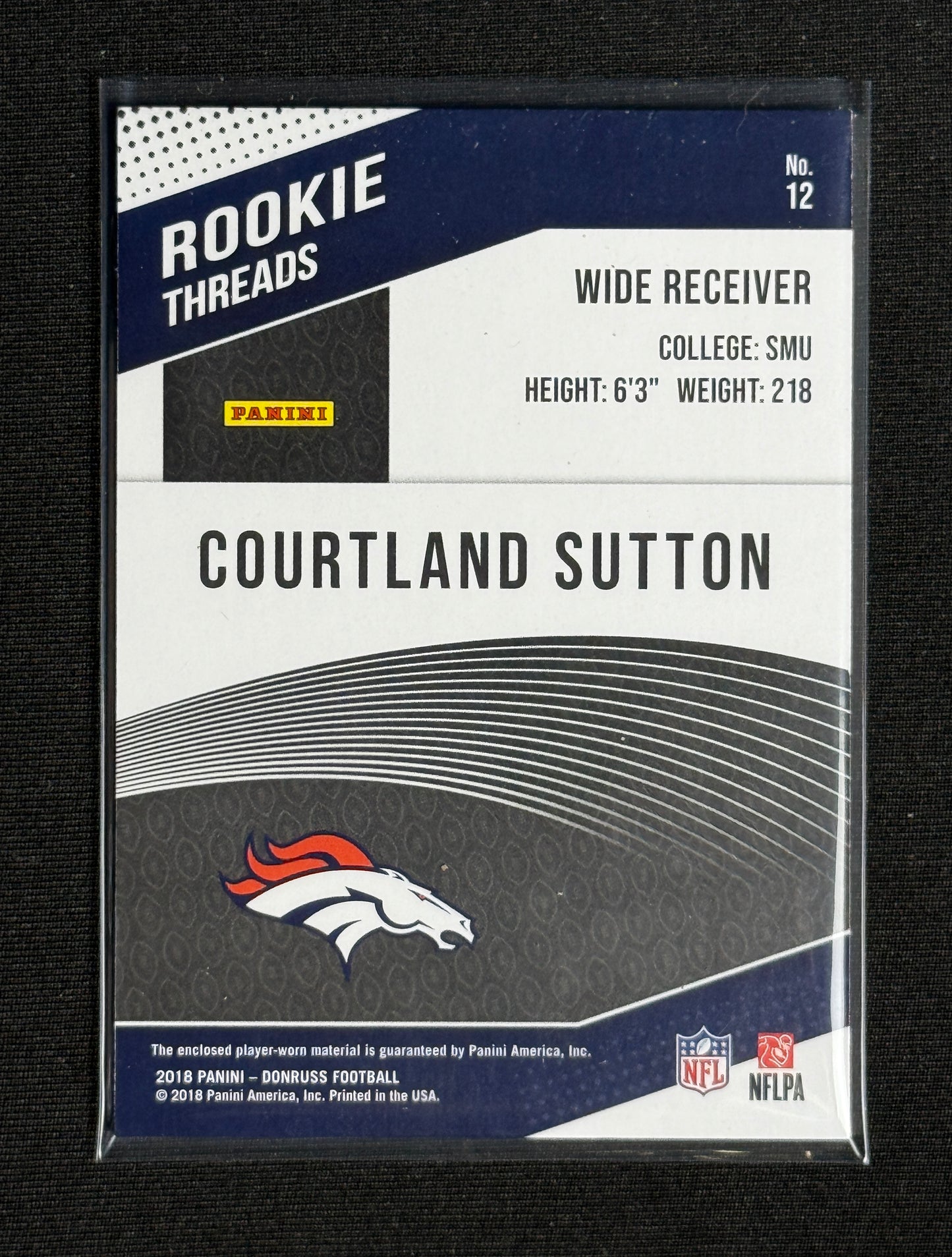 2018 Donruss Courtland Sutton Rookie Threads #12