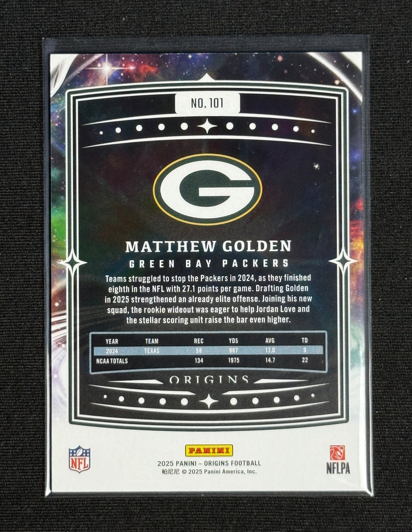 2025 Panini Origins Matthew Golden Rookie #101