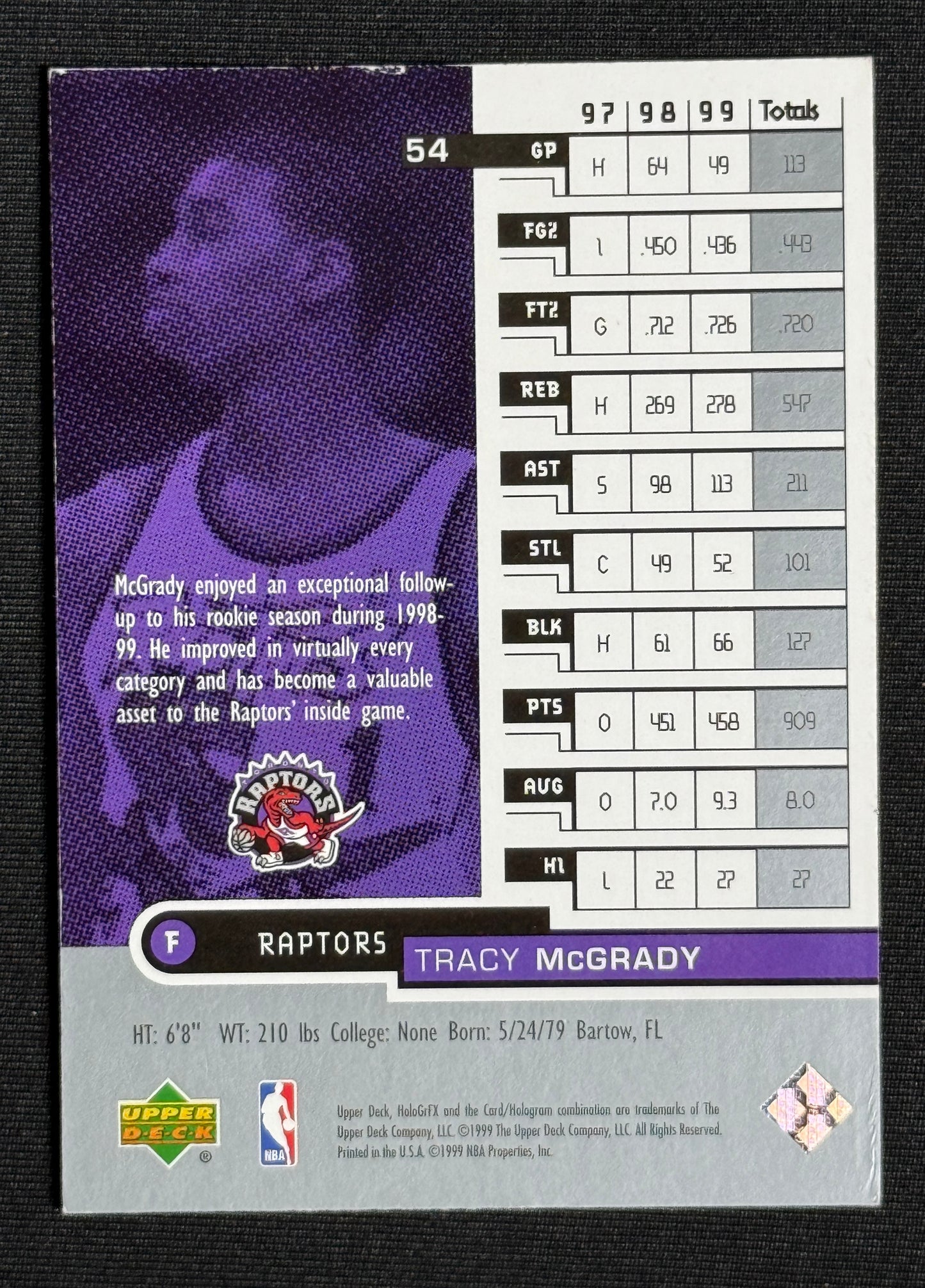 1999-00 Upper Deck HoloGrFX Tracy McGrady #54