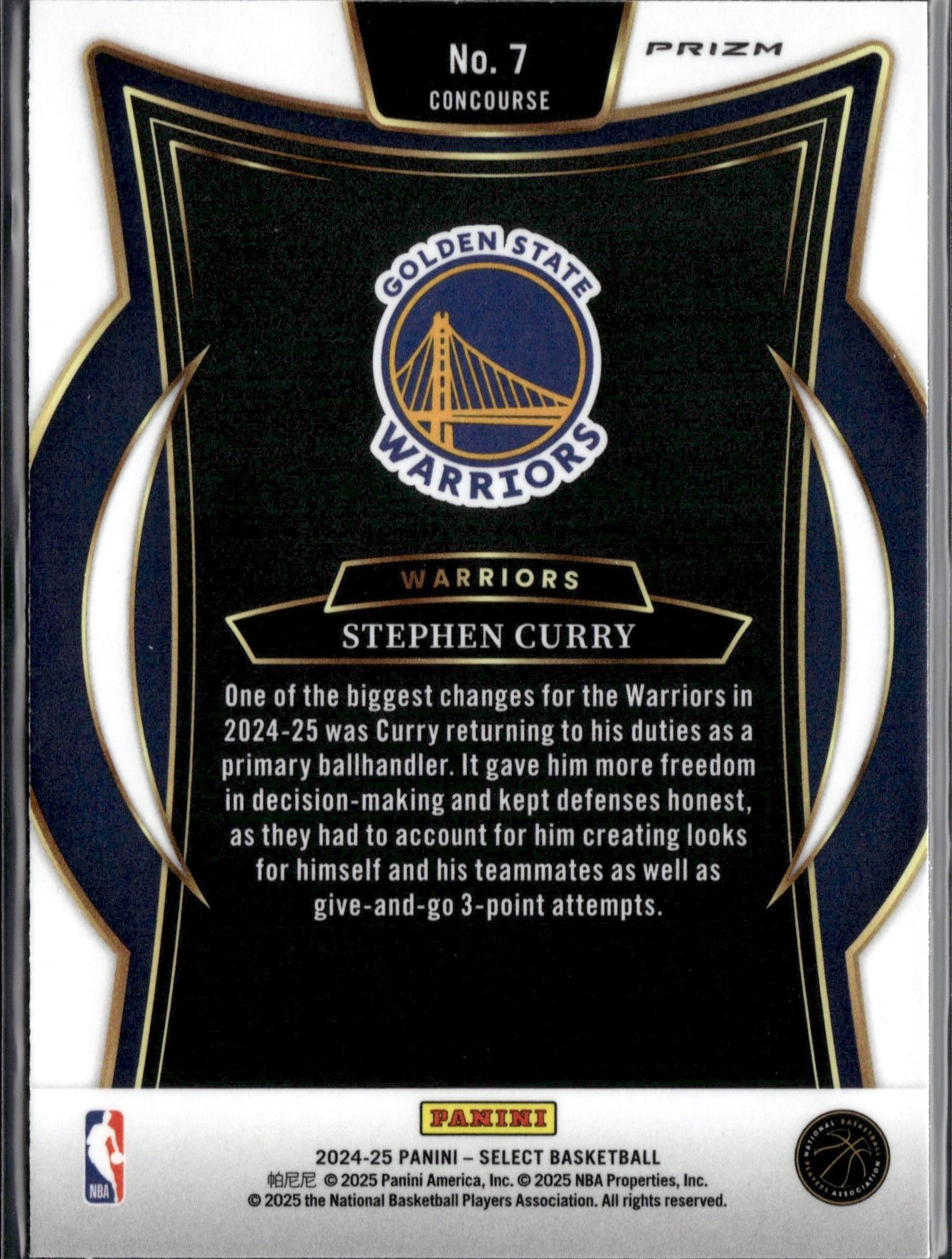 2024-25 Panini Select Stephen Curry Silver Prizm #7