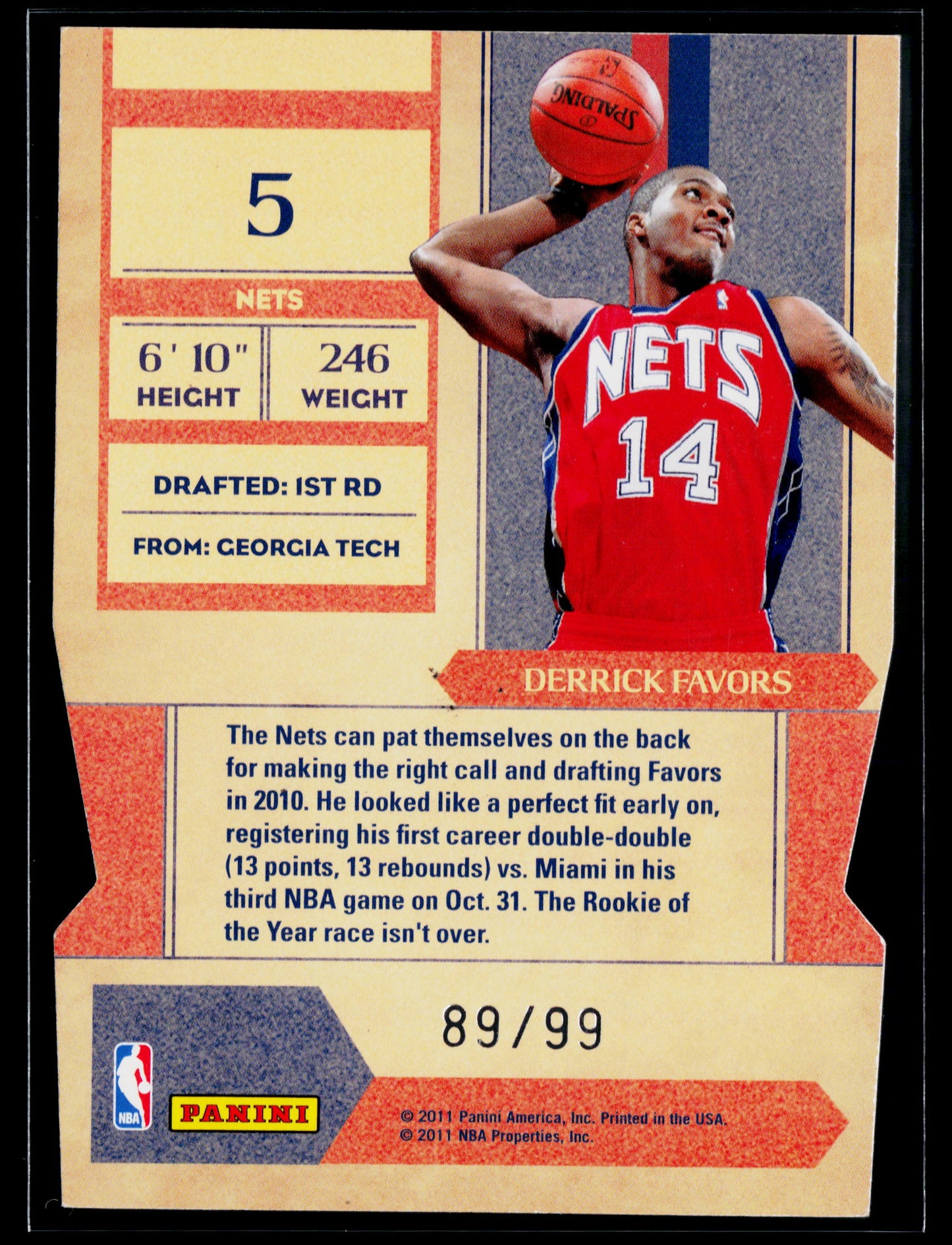 2010-11 Panini Derrick Favors Rookie of the Year Contenders #5 #/99