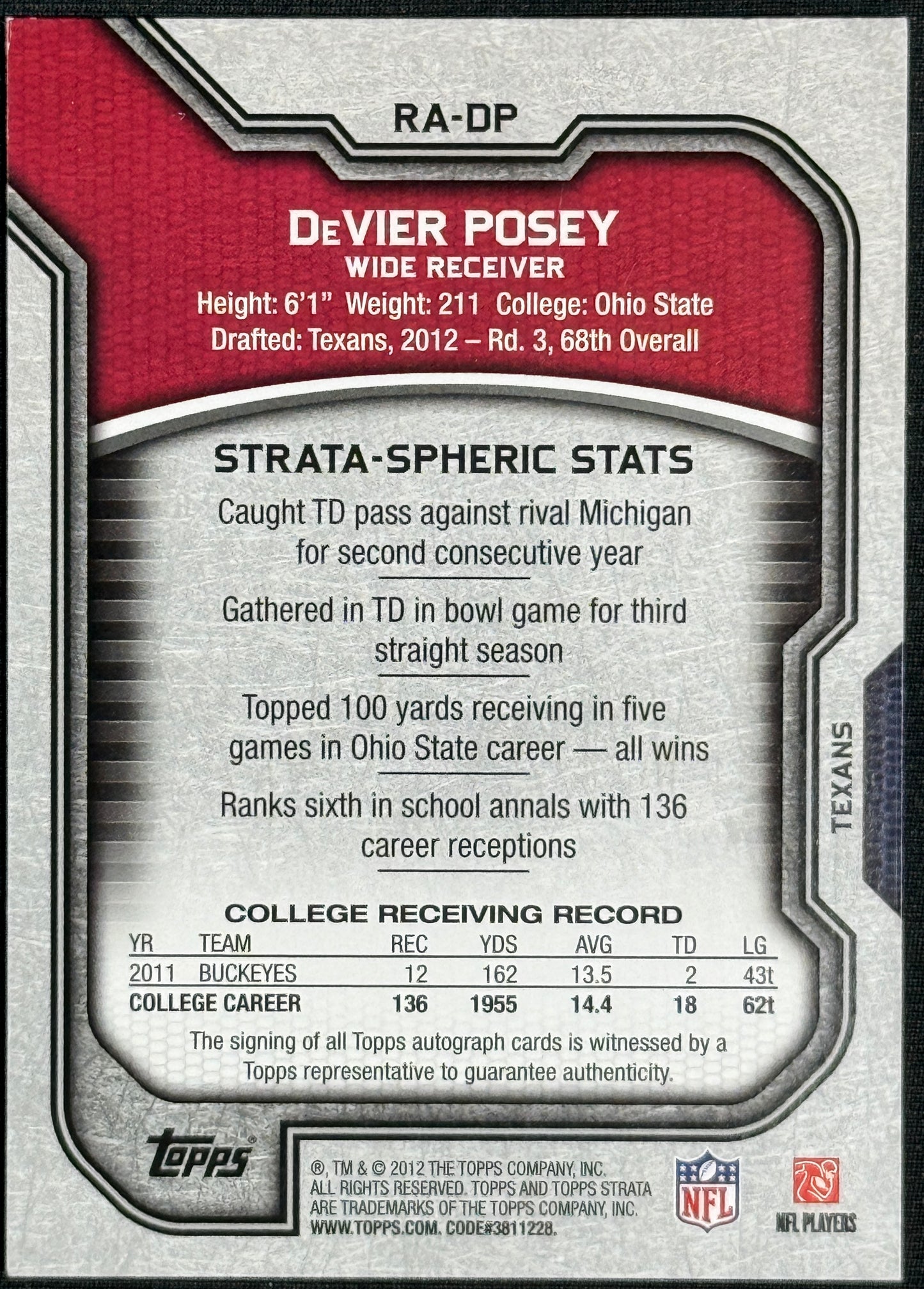 2012 Topps Strata (Hobby) DeVier Posey Rookie Autographs Auto #RA-DP