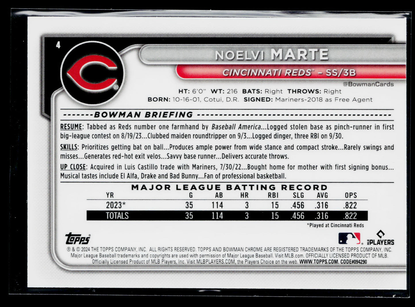 2024 Bowman Chrome Noelvi Marte Rookie Mojo Refractors #4