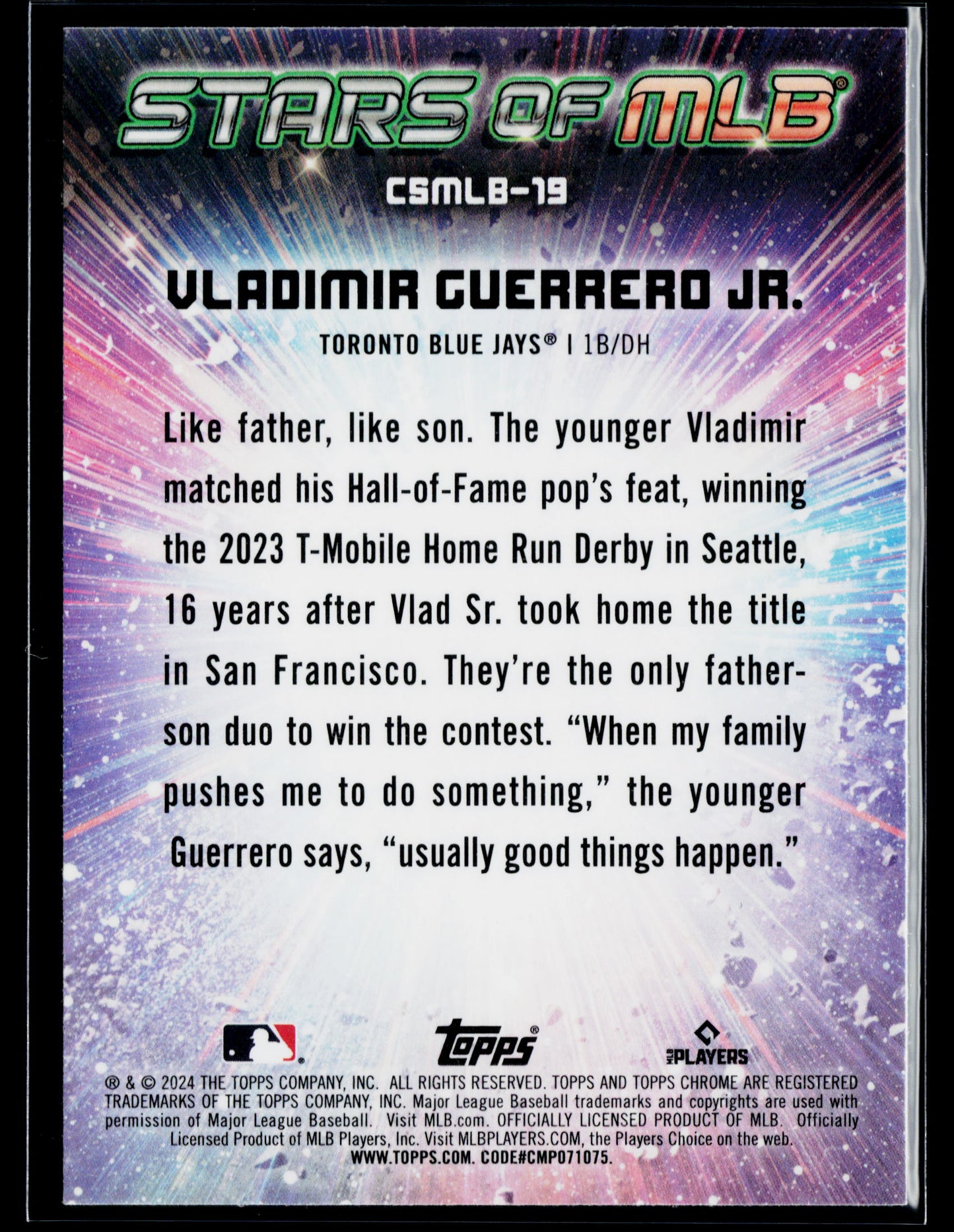 2024 Topps Vladimir Guerrero Jr. Stars of MLB Chrome #CSMLB-19
