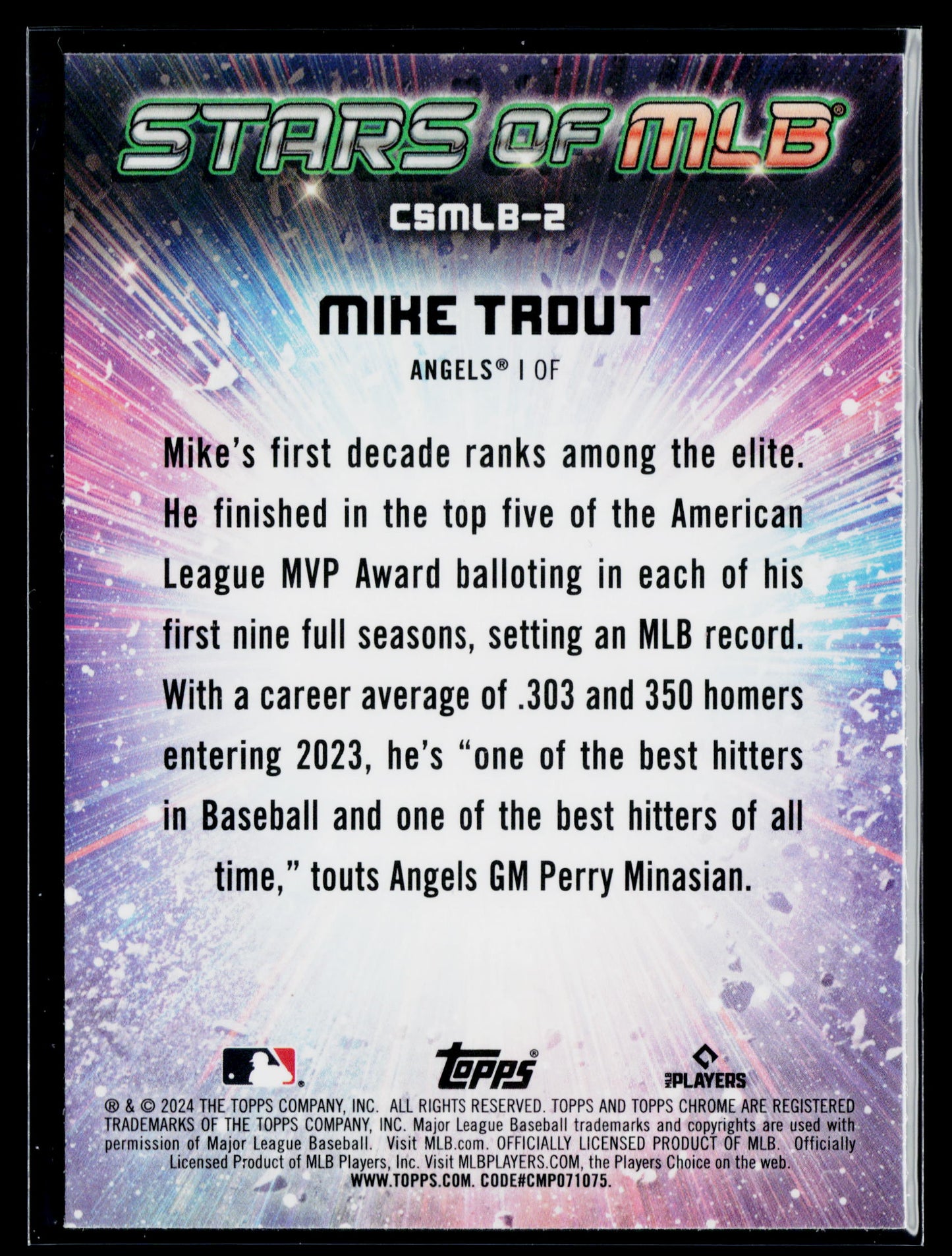 2024 Topps Mike Trout Stars of MLB Chrome #CSMLB-2