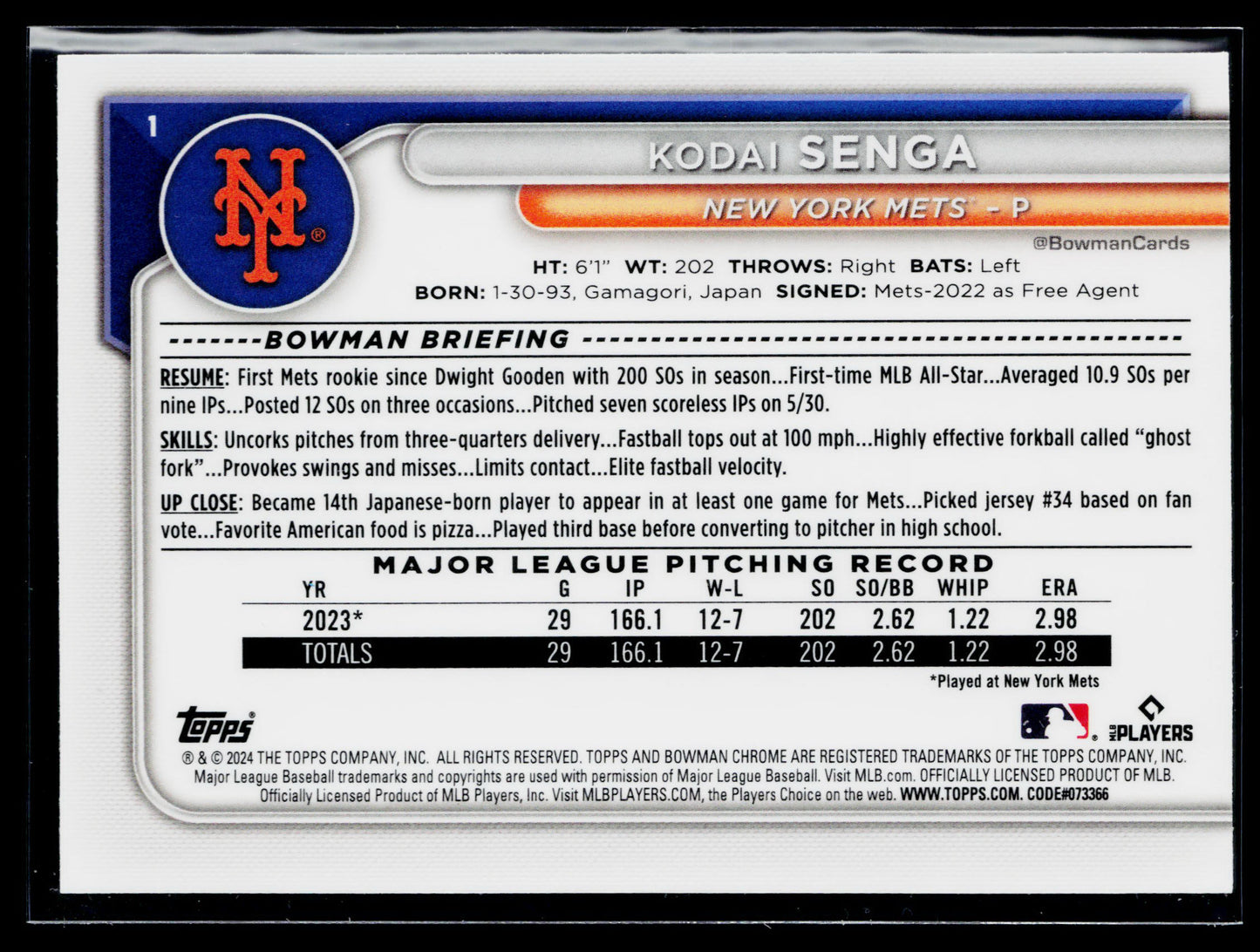 2024 Bowman Kodai Senga Chrome Mojo Refractors #1