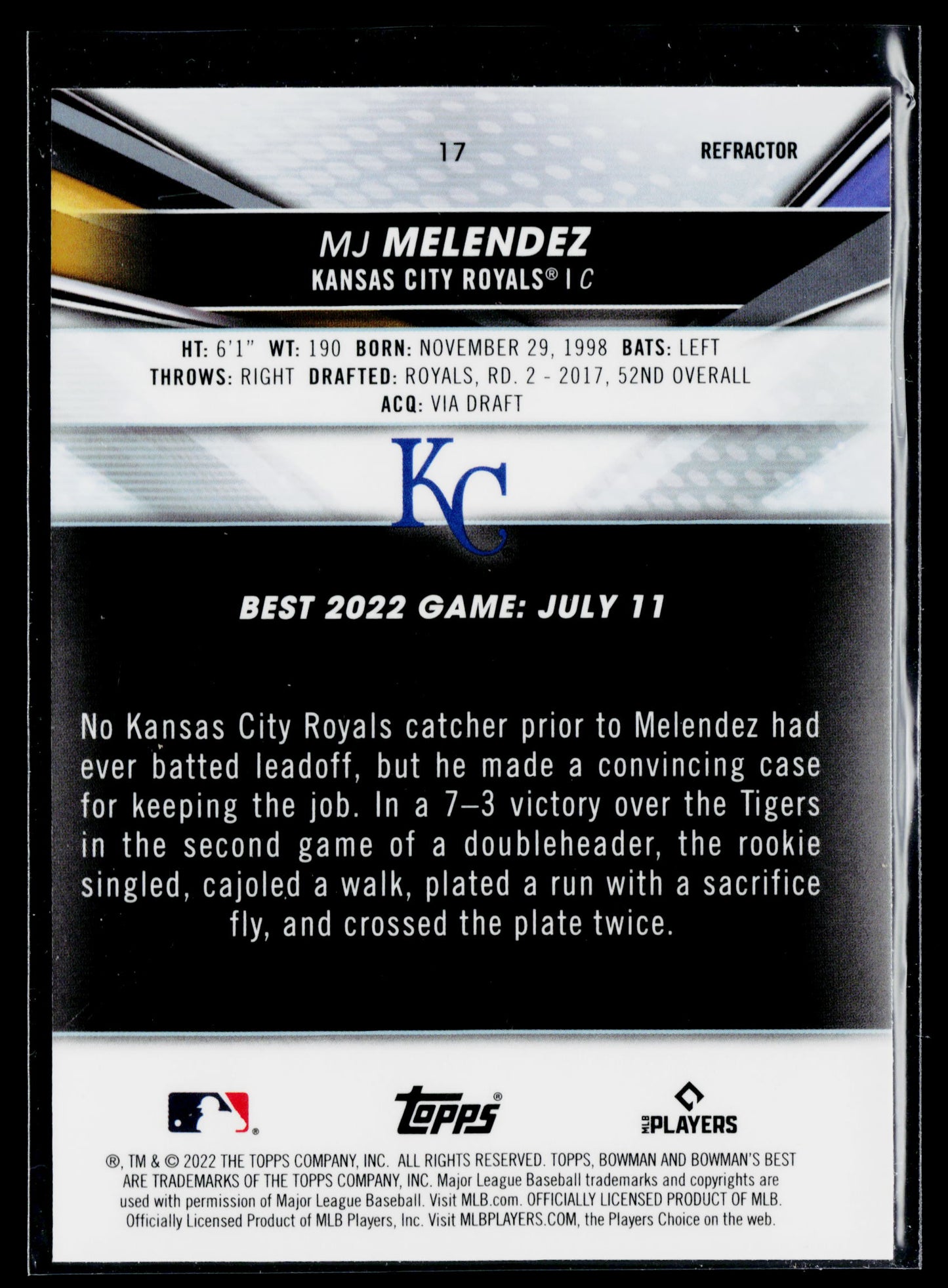 2022 Bowman's Best MJ Melendez Refractor #17