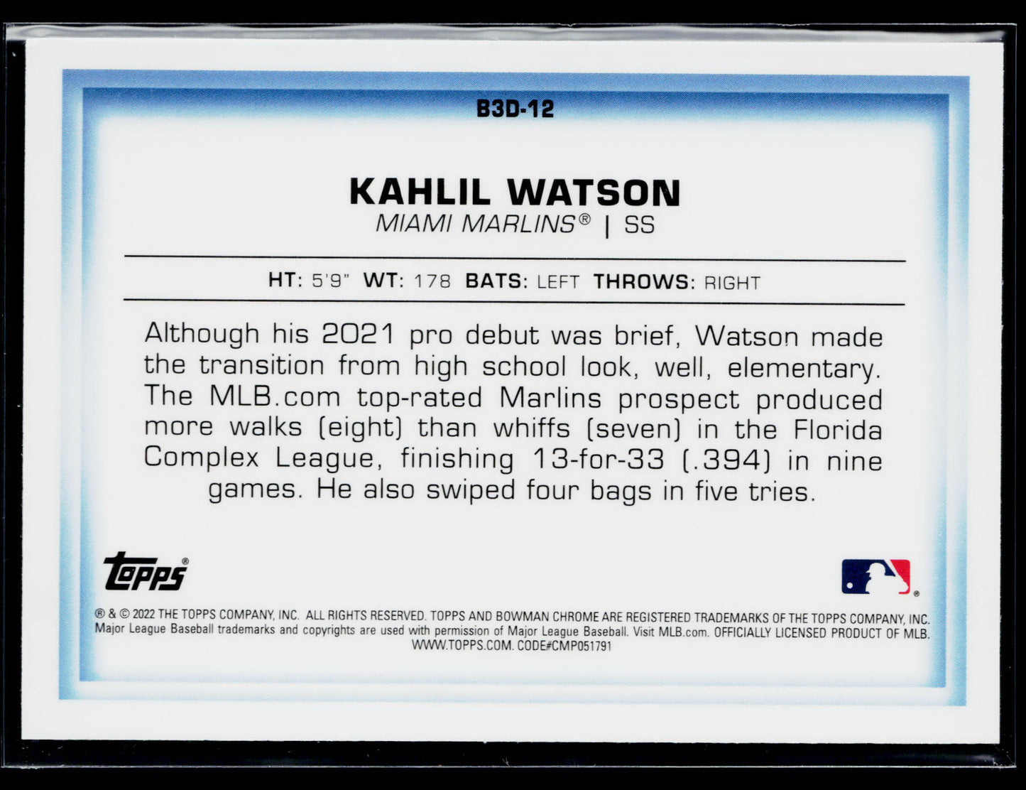 2022 Bowman Kahlil Watson Bowman in 3D #B3D-12
