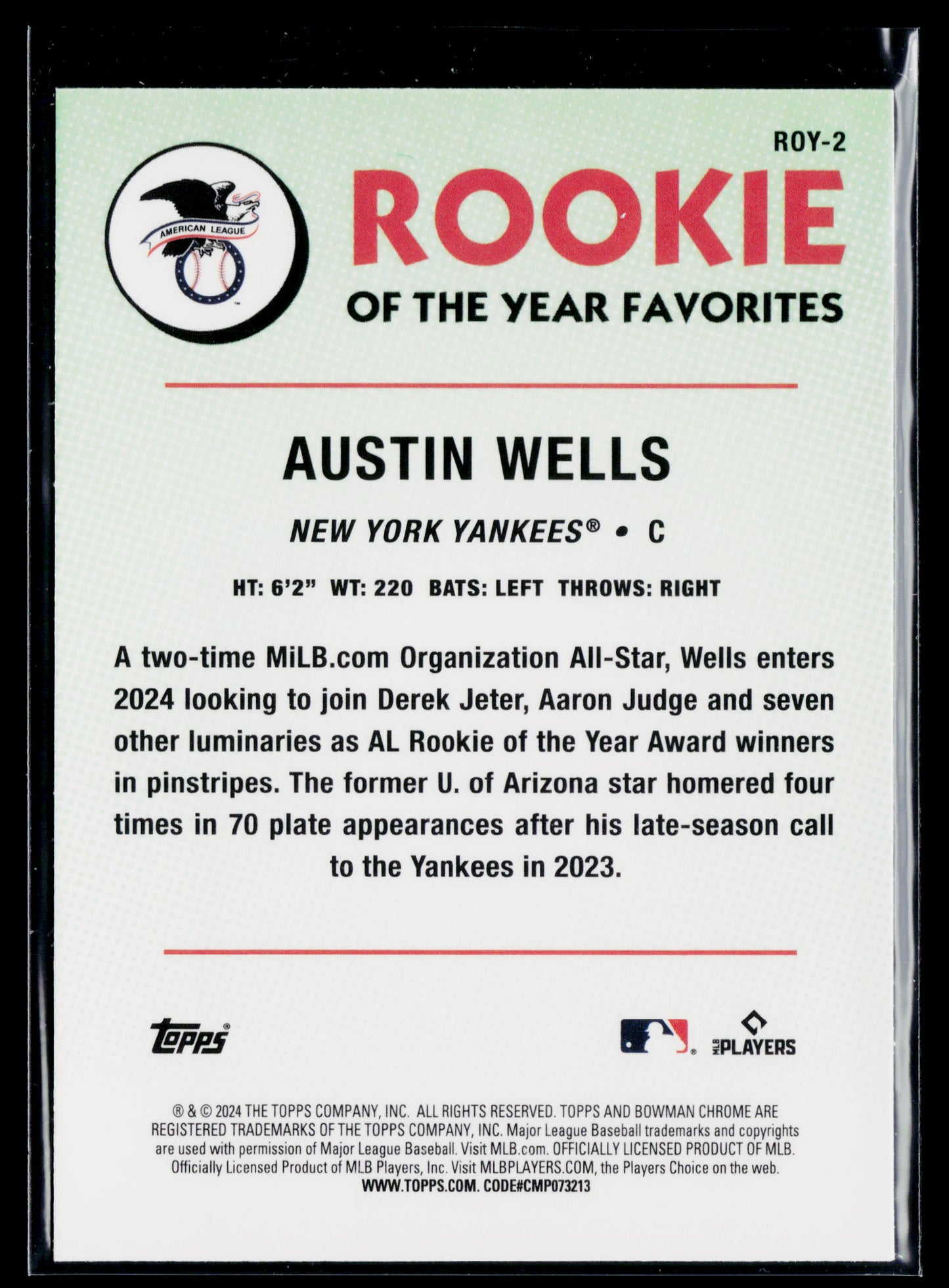 2024 Bowman Austin Wells Rookie of the Year Favorites #ROY-2
