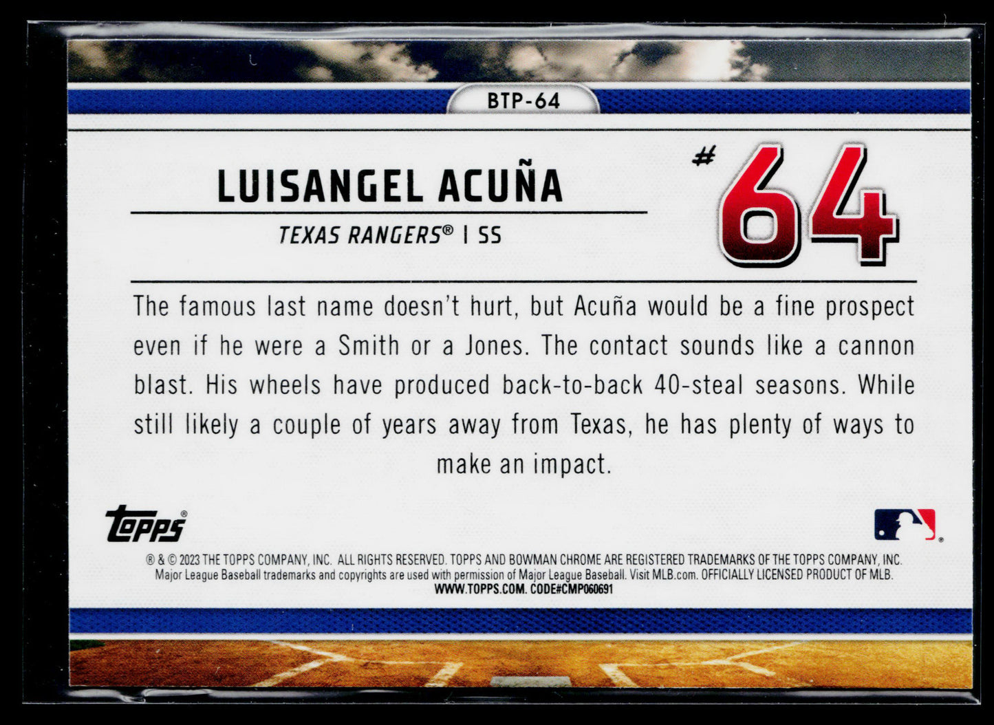 2023 Bowman Luisangel Acuña Bowman Scouts Top 100 #BTP-64
