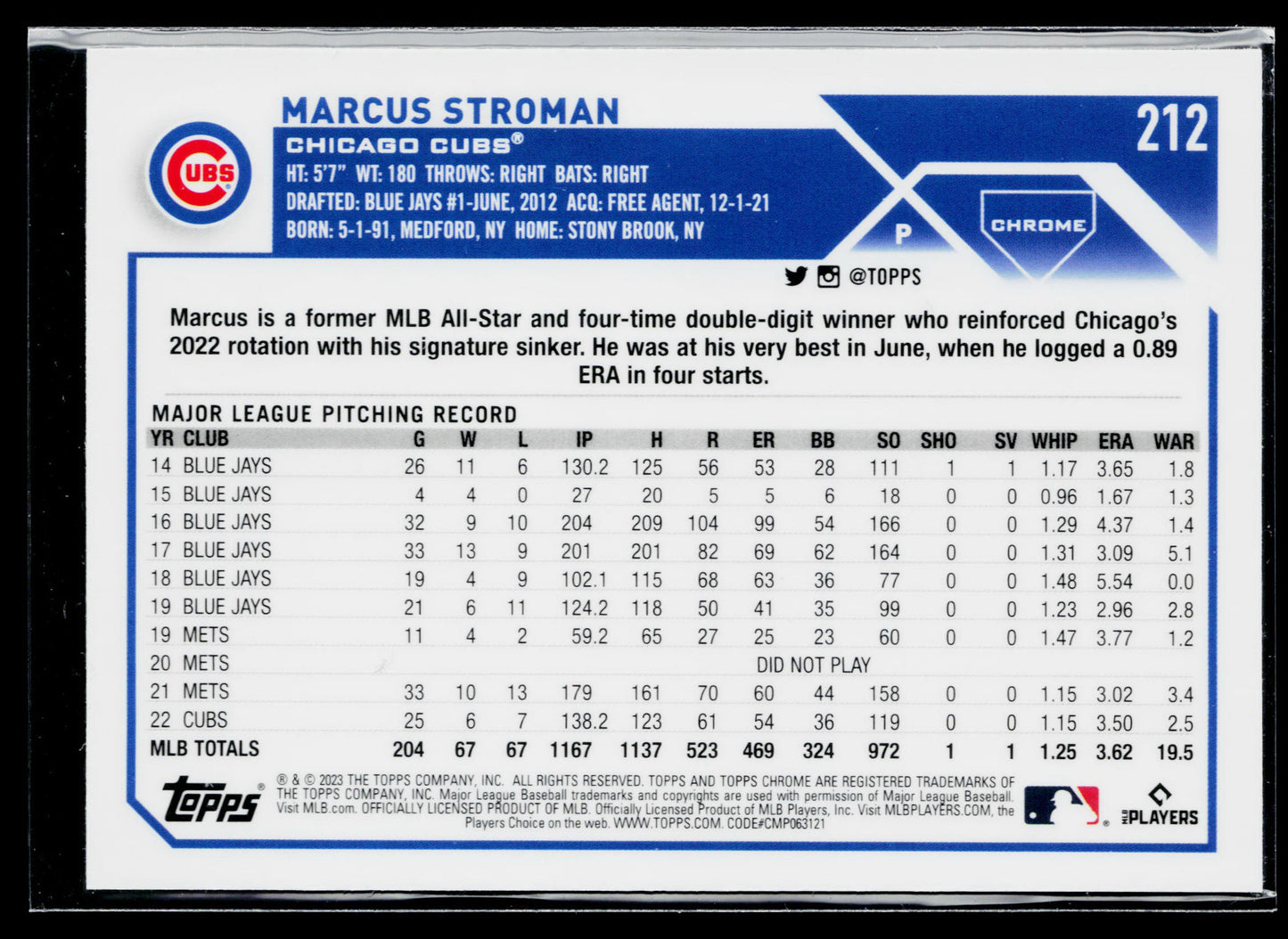 2023 Topps Chrome Marcus Stroman X-Fractors #212
