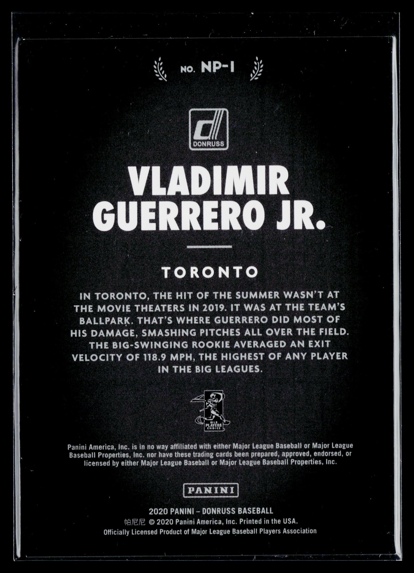 2020 Donruss Vladimir Guerrero Jr. Now Playing Gold #/99 #NP-1