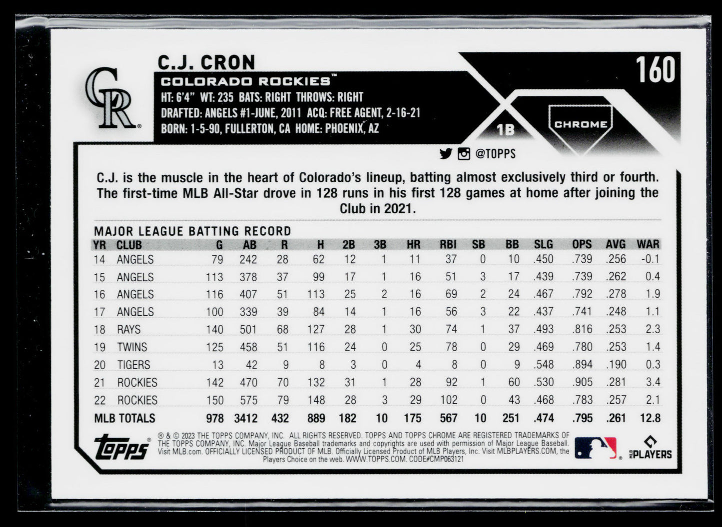 2023 Topps Chrome C.J. Cron Pink #160