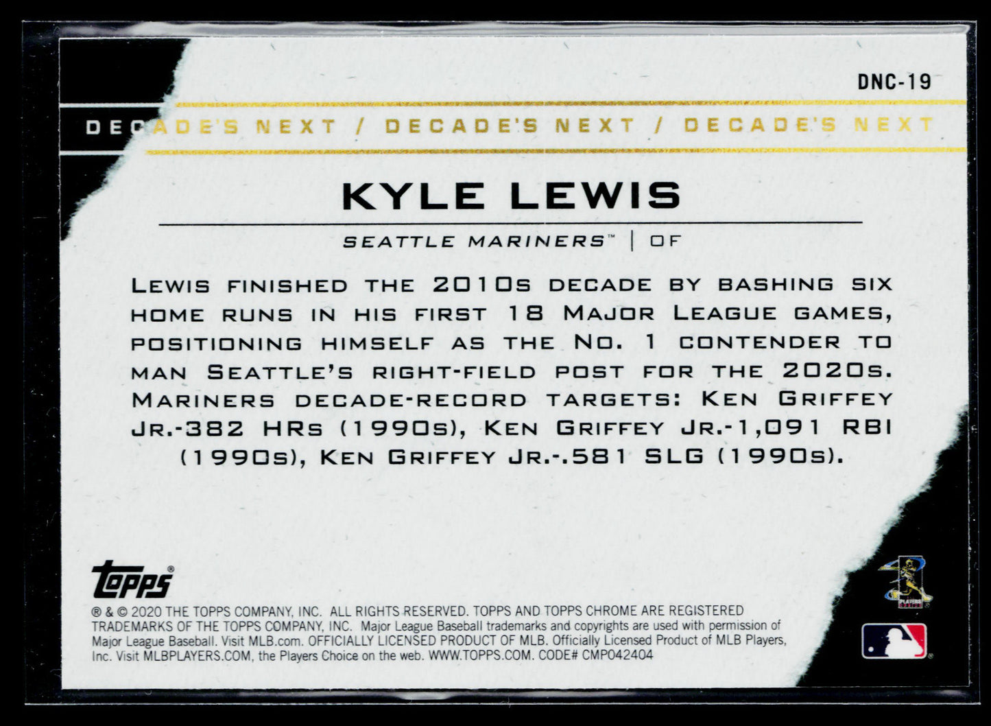 2020 Topps Chrome Update Kyle Lewis Decade's Next #DNC-19