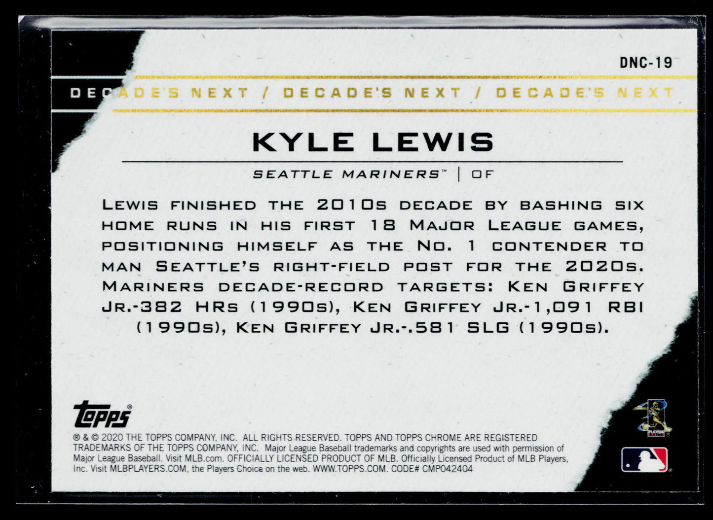 2020 Topps Chrome Update Kyle Lewis Decade's Next #DNC-19