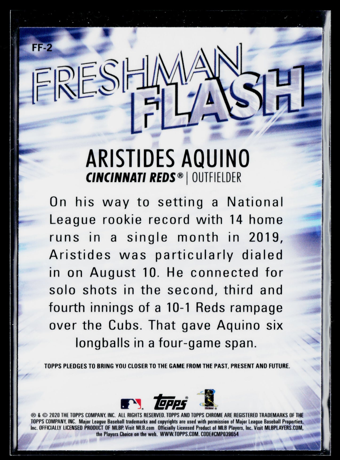 2020 Topps Chrome Aristides Aquino Freshman Flash #FF-2