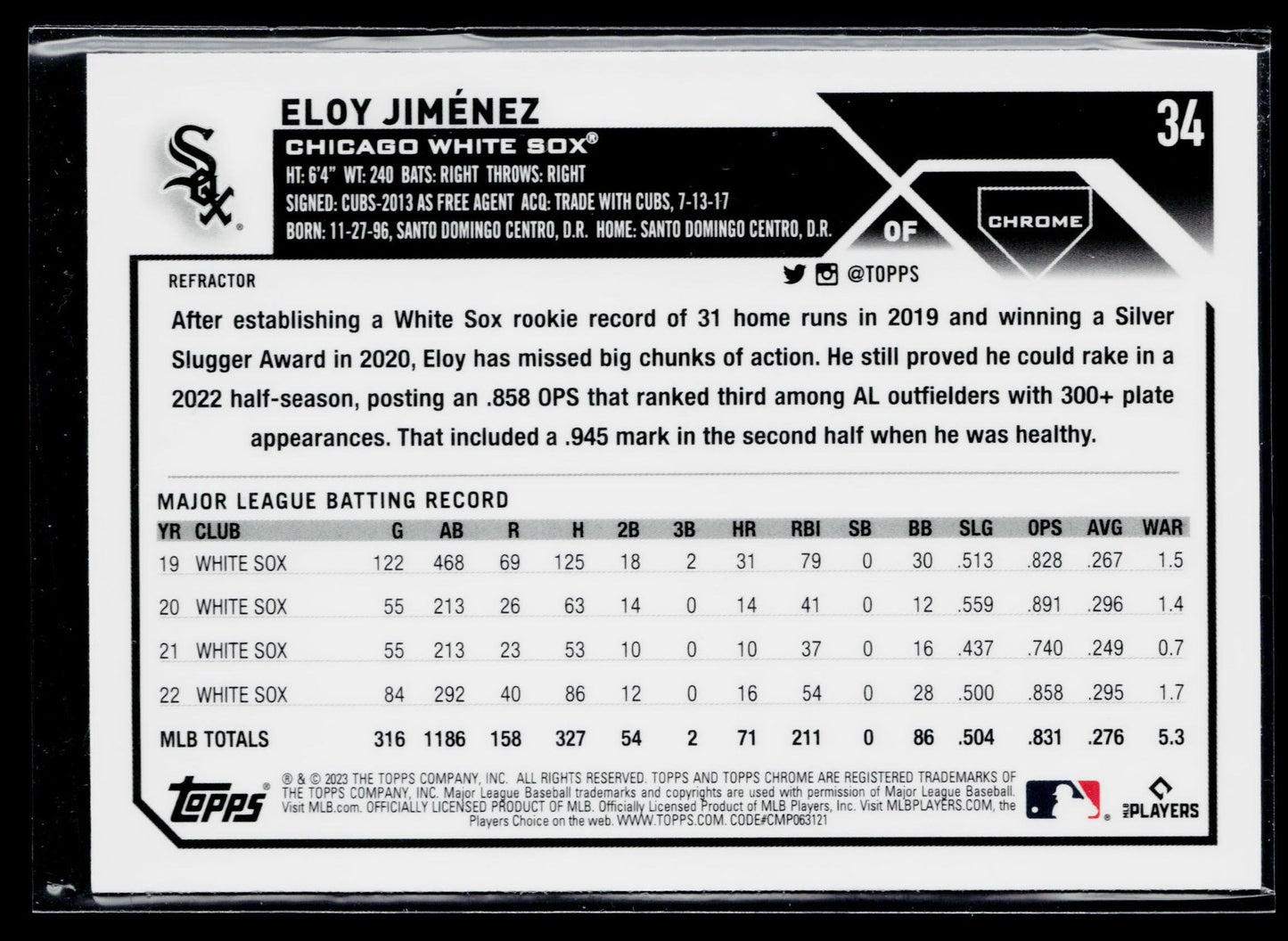 2023 Topps Chrome Eloy Jiménez Refractors #34