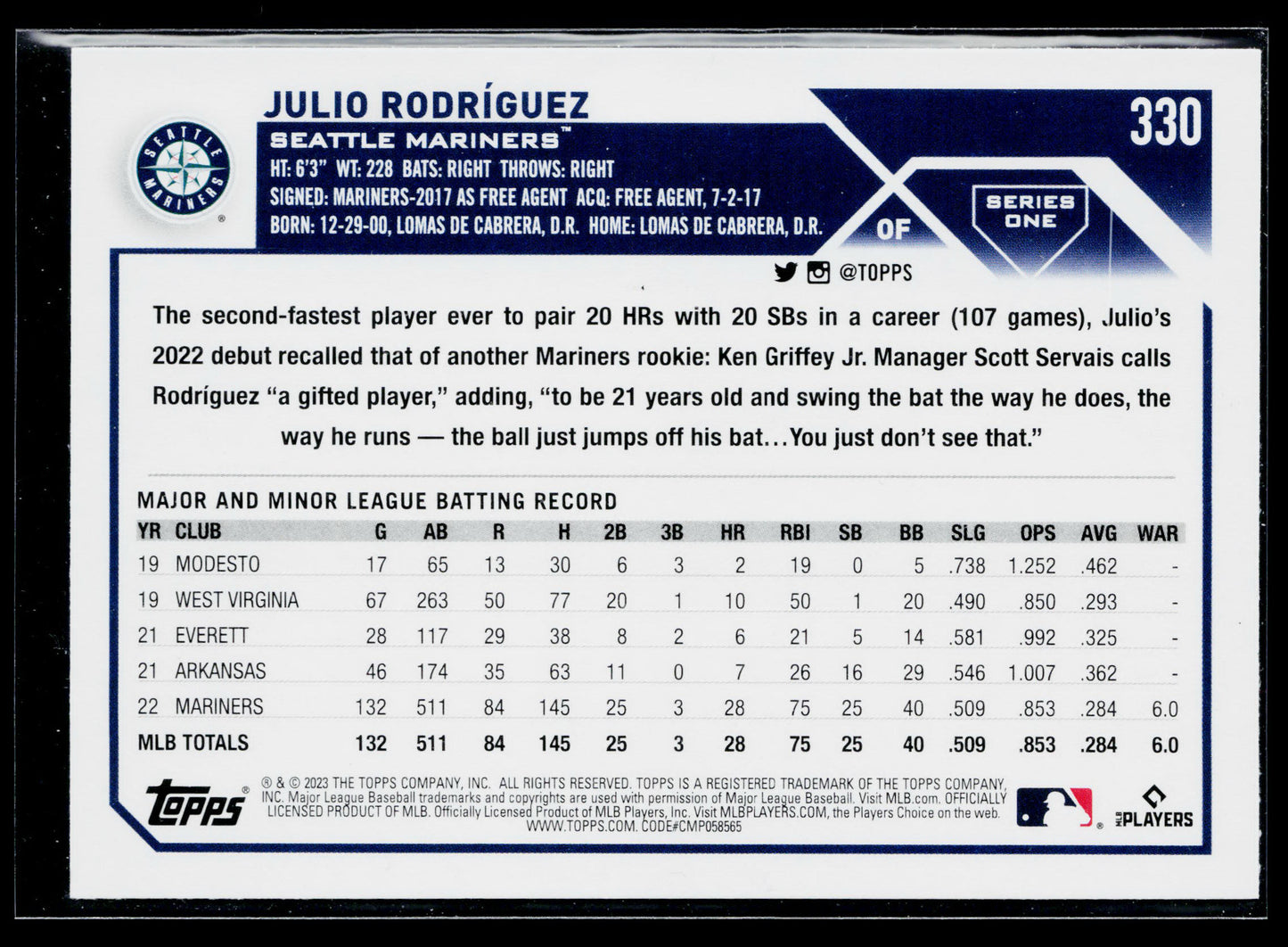 2023 Topps Julio Rodríguez #330
