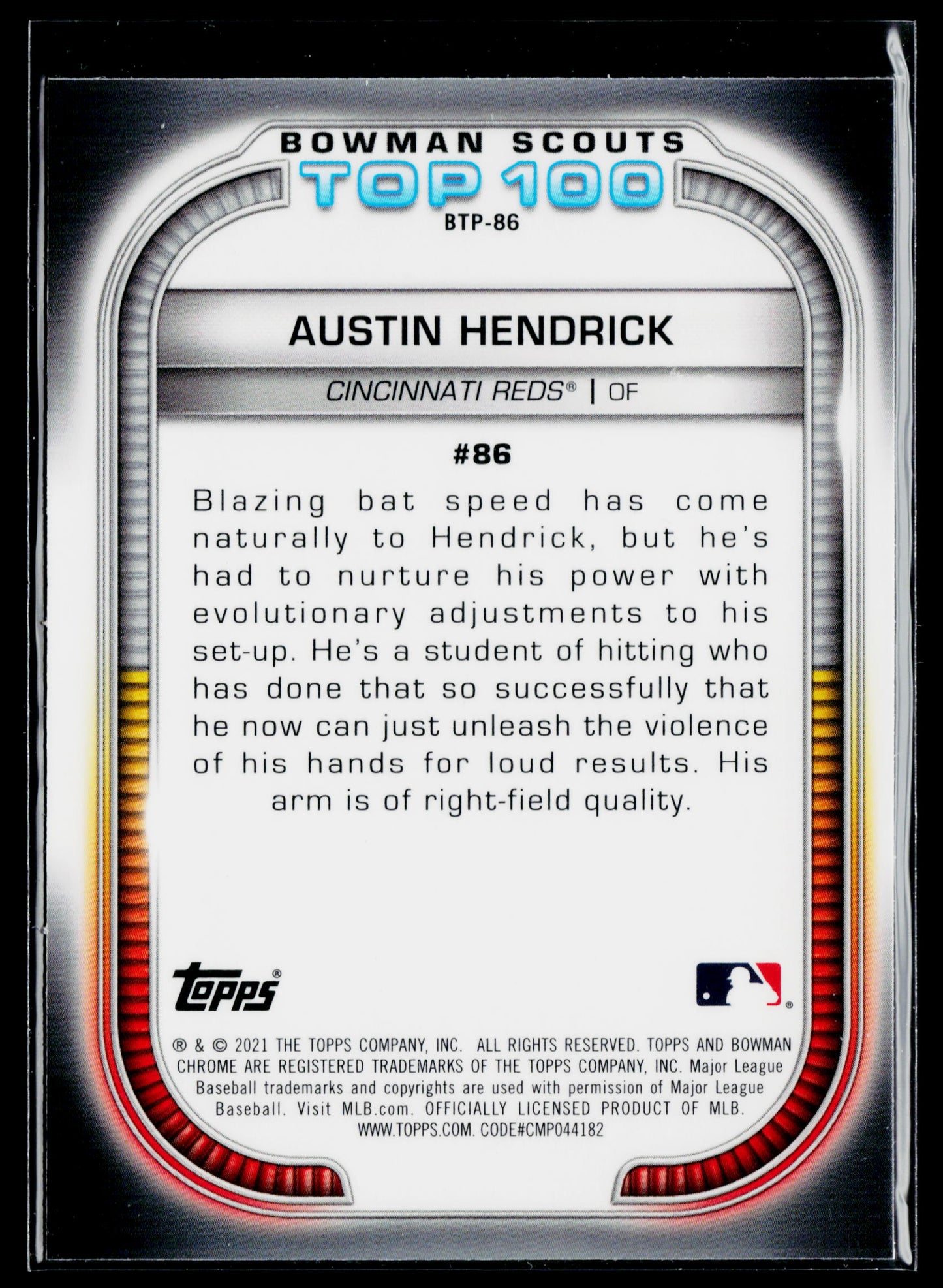 2021 Bowman Austin Hendrick Chrome Bowman Scouts Top 100 #BTP-86