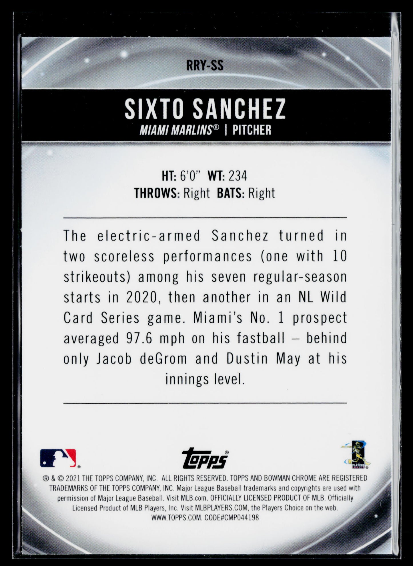 2021 Bowman Sixto Sanchez Chrome Rookie of the Year Favorites #RRY-SS