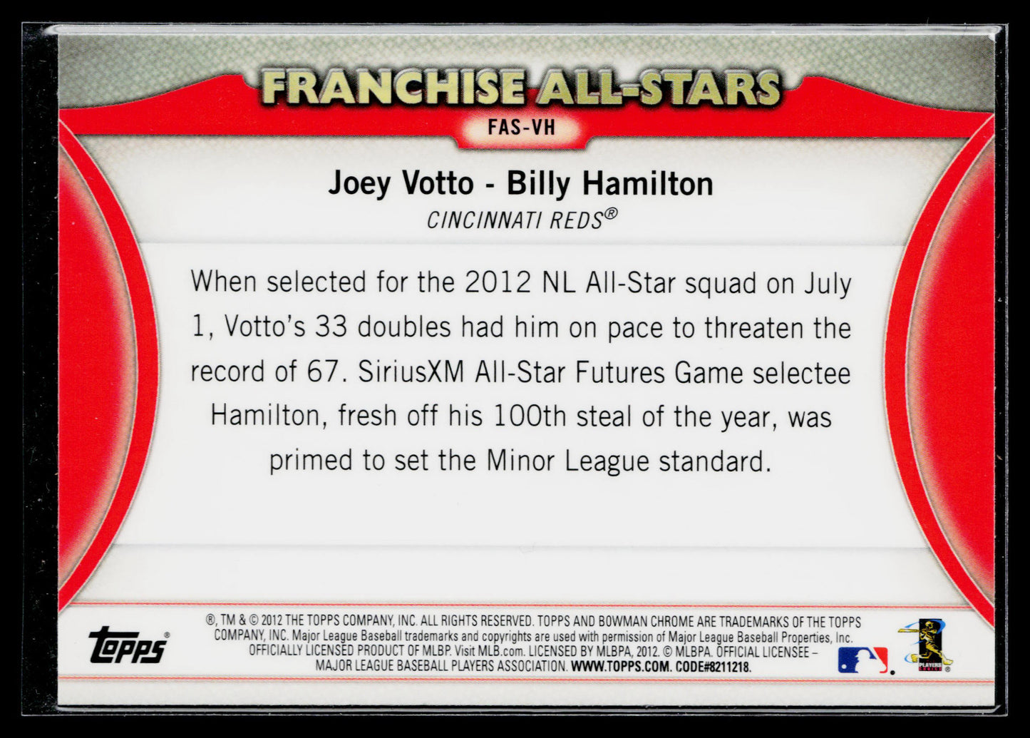 2012 Bowman Chrome Billy Hamilton / Joey Votto Franchise All-Stars #FAS-VH