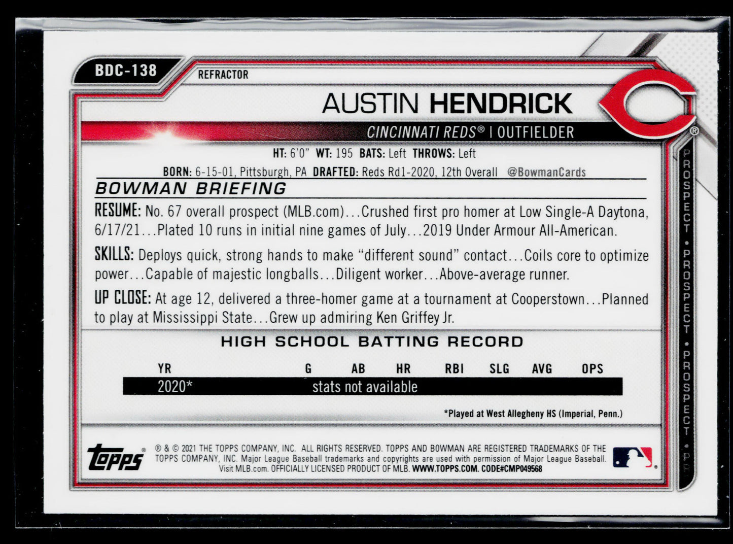 2021 Bowman Draft Austin Hendrick Chrome #BDC-138