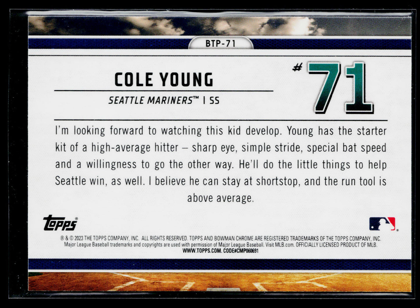 2023 Bowman Cole Young Bowman Scouts Top 100 #BTP-71