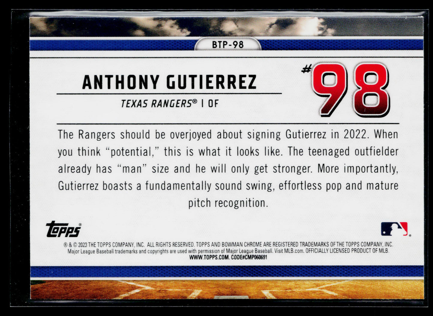 2023 Bowman Anthony Gutierrez Bowman Scouts Top 100 #BTP-98