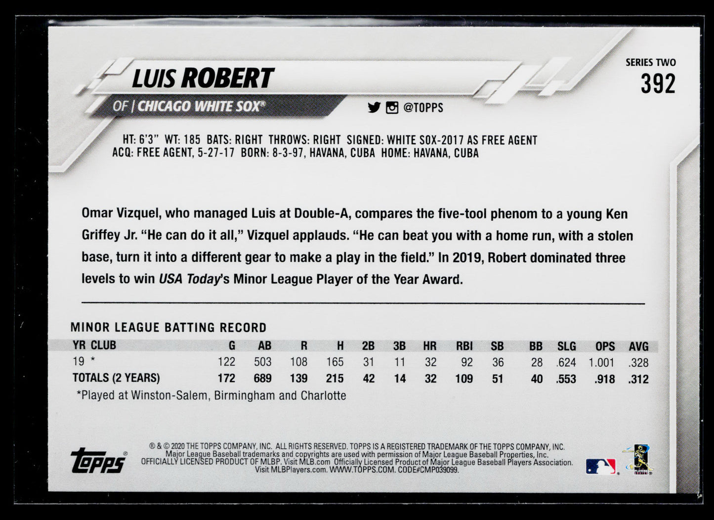 2020 Topps Luis Robert Rookie #392