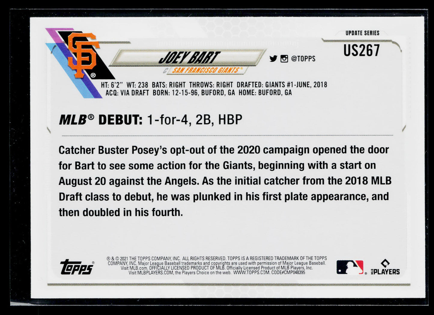 2021 Topps Update Joey Bart #US267