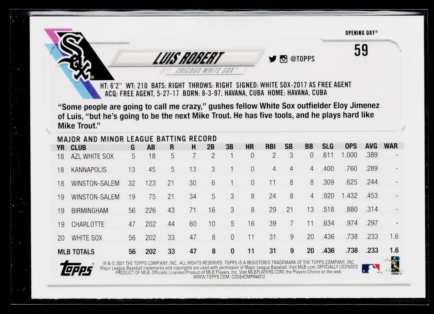 2021 Topps Opening Day Luis Robert #59