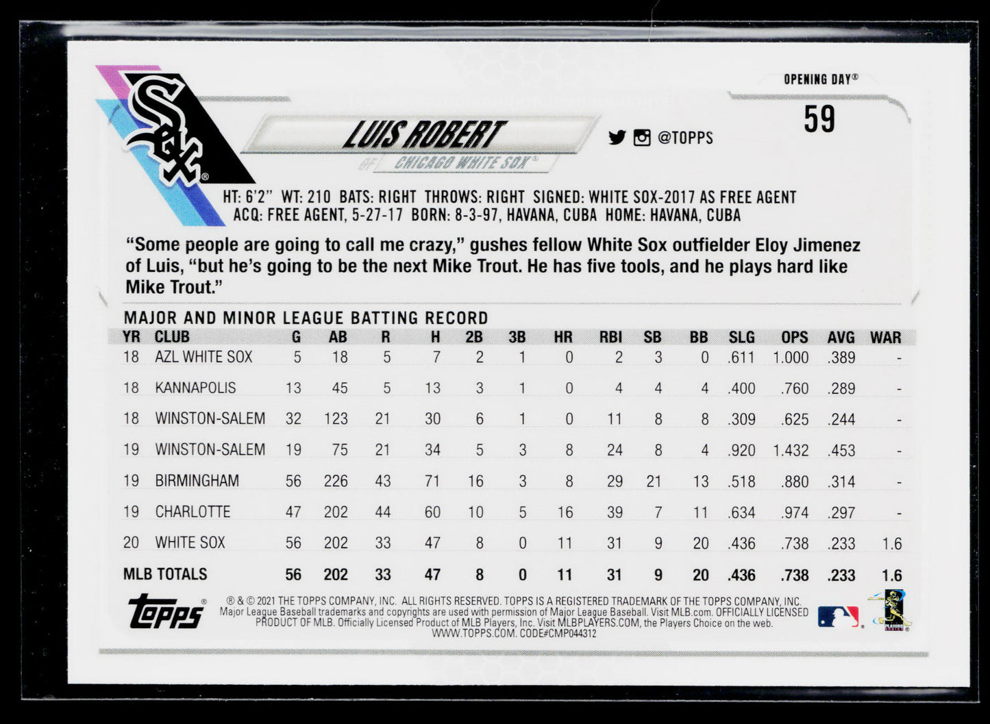 2021 Topps Opening Day Luis Robert #59