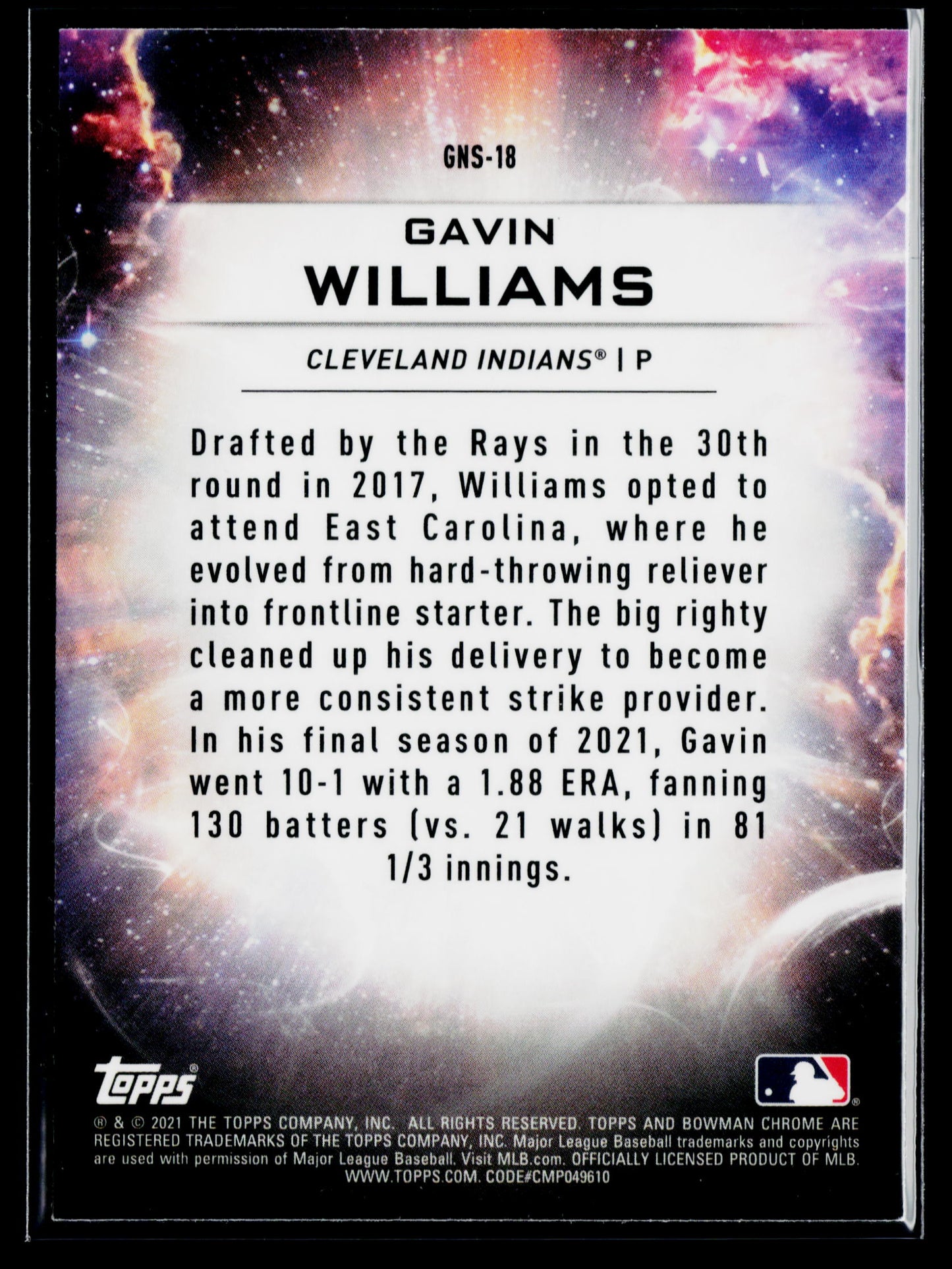 2021 Bowman Draft Gavin Williams Genesis #GNS-18