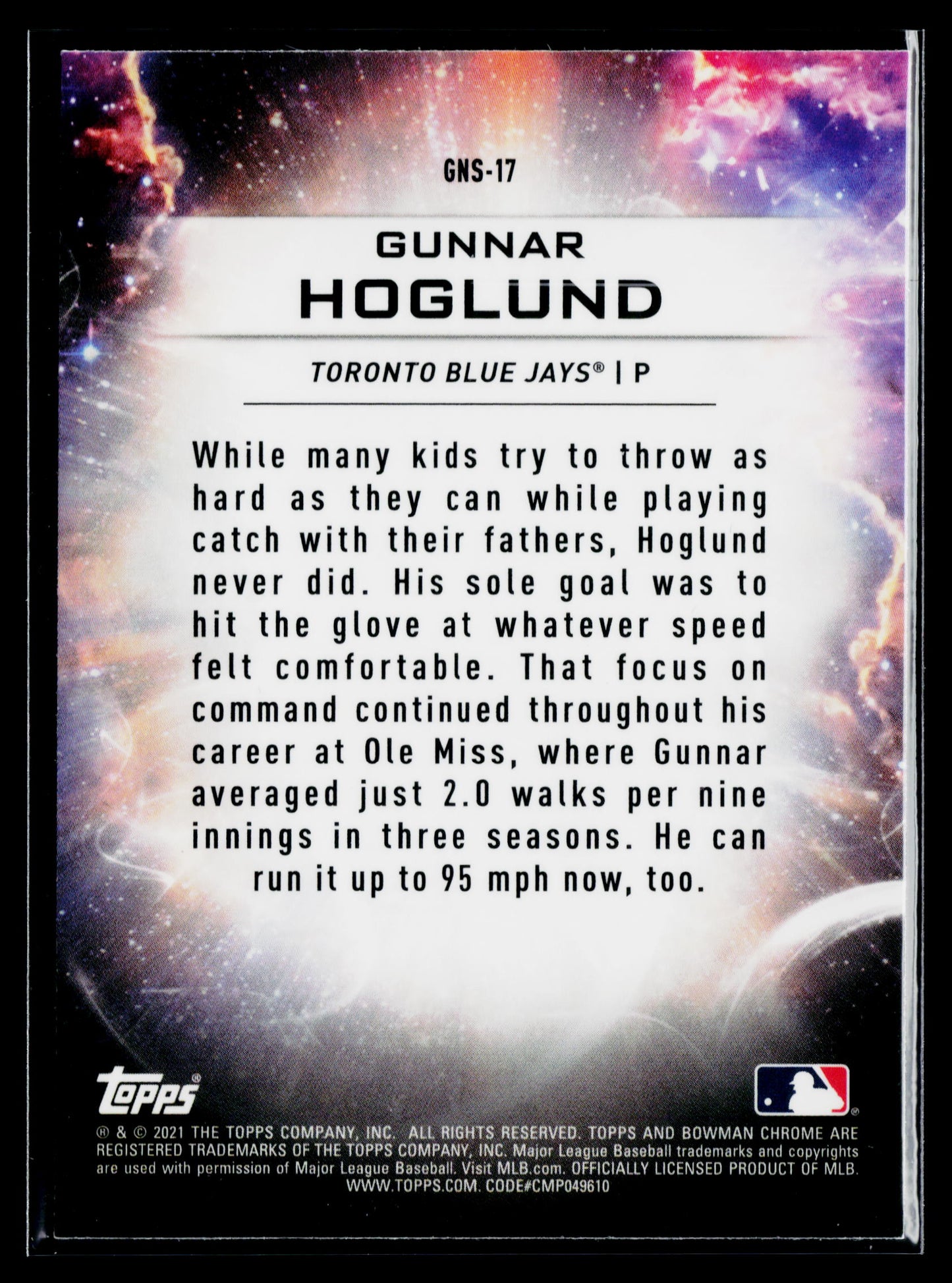 2021 Bowman Draft Gunnar Hoglund Genesis #GNS-17