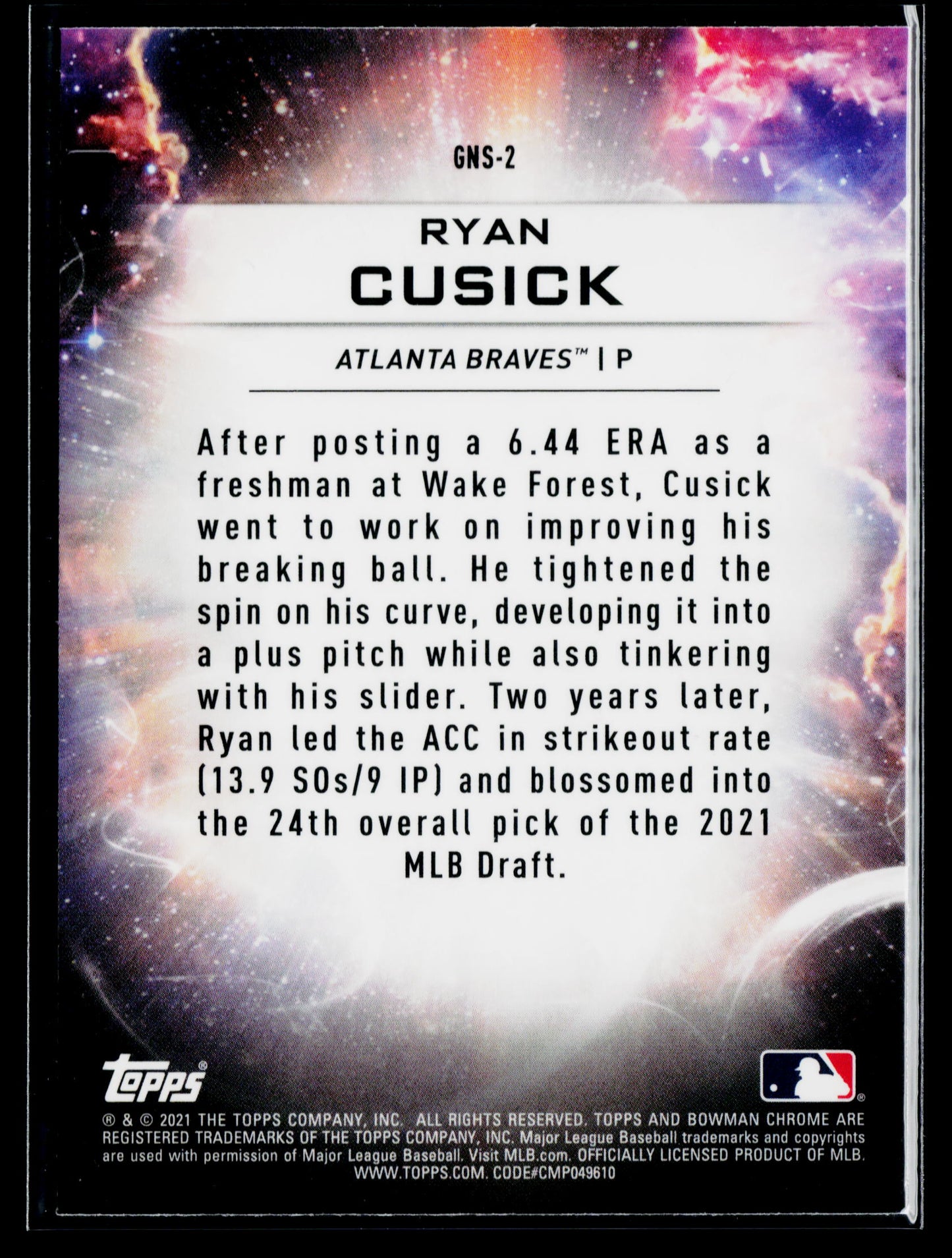 2021 Bowman Draft Ryan Cusick Genesis #GNS-2