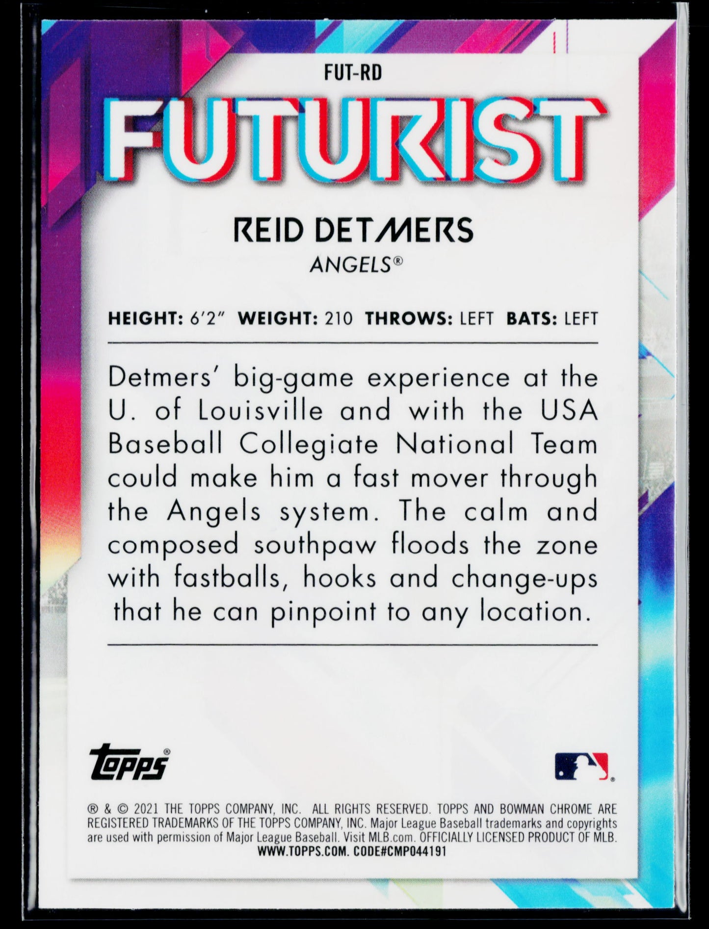 2021 Bowman Reid Detmers Chrome Futurist #FUT-RD