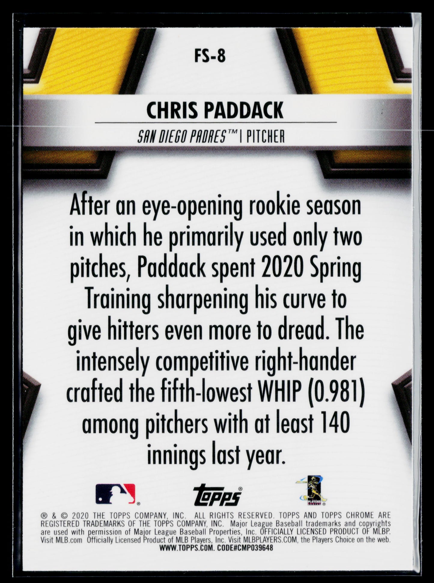 2020 Topps Chrome Chris Paddack Future Stars #FS-8