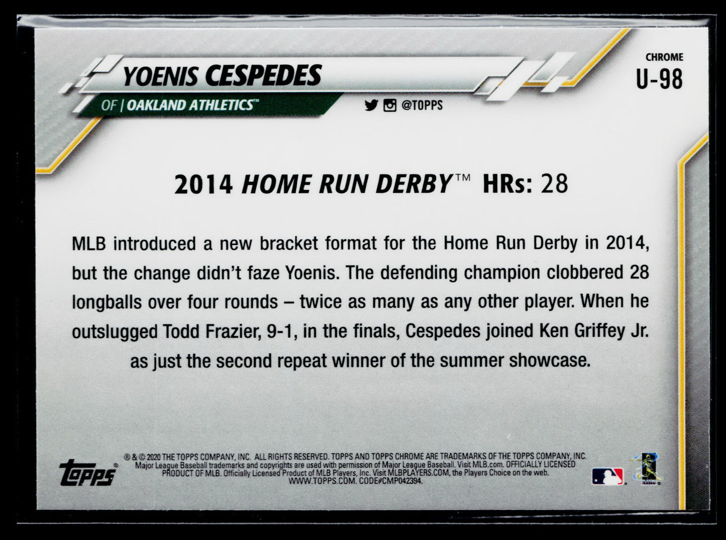 2020 Topps Chrome Update Yoenis Cespedes Pink #U-98