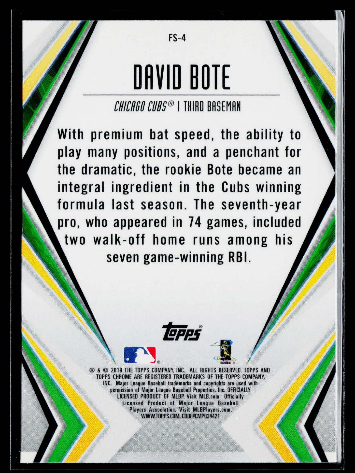2019 Topps Chrome David Bote Future Stars #FS-4