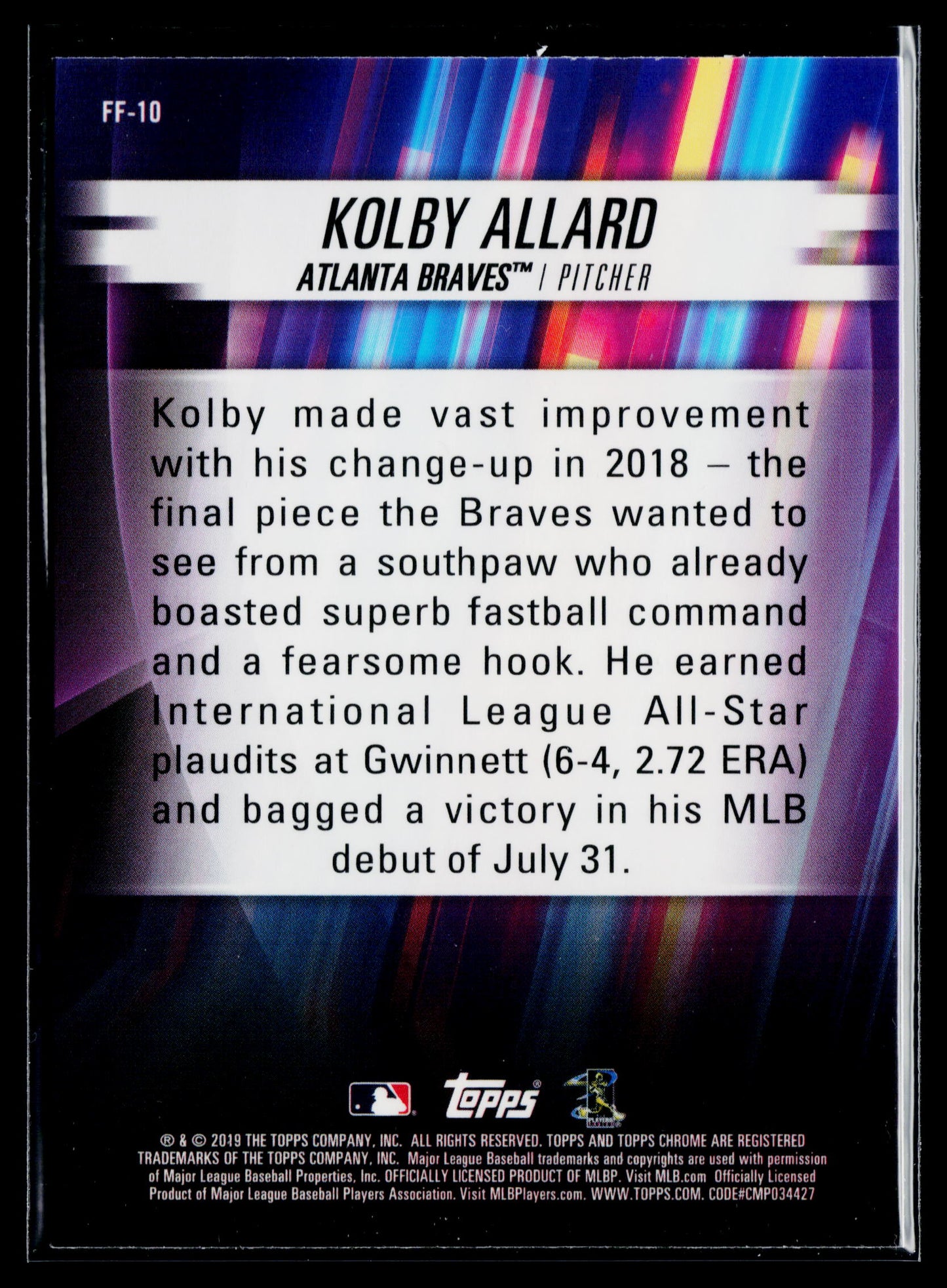 2019 Topps Chrome Kolby Allard Freshman Flash #FF-10