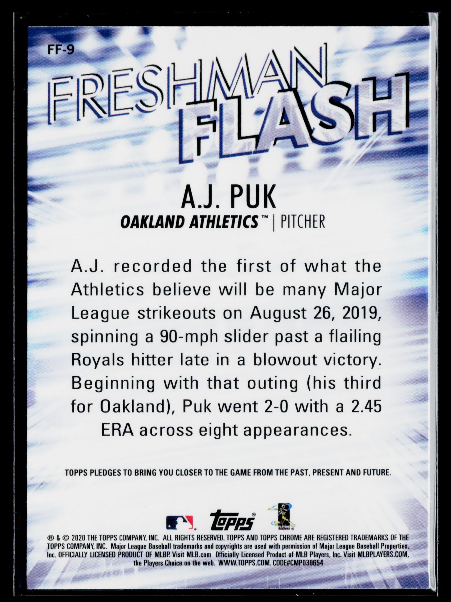 2020 Topps Chrome A.J. Puk Freshman Flash #FF-9