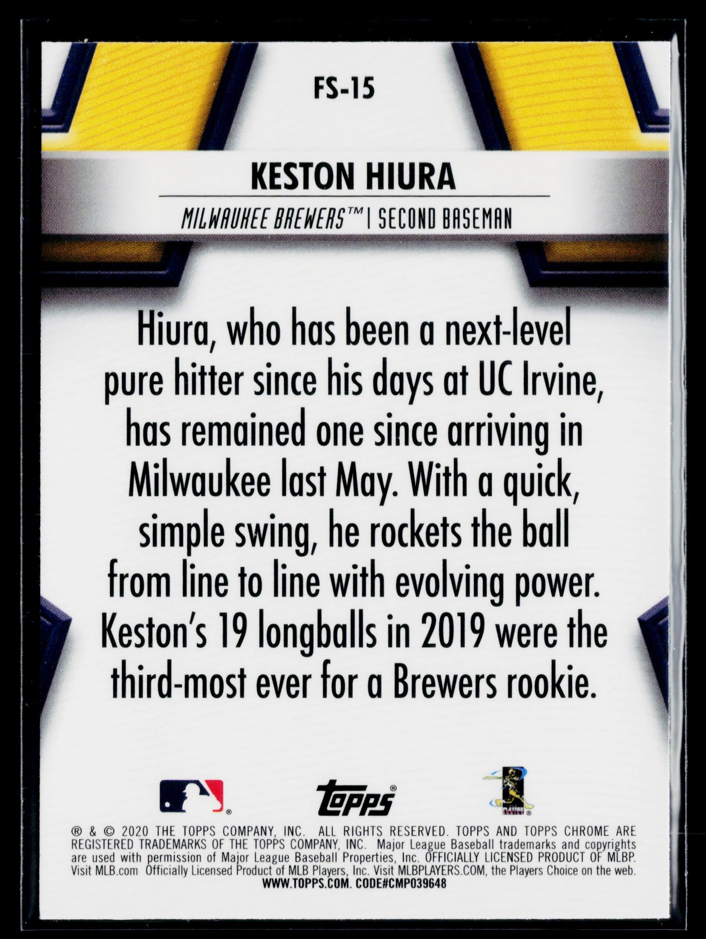 2020 Topps Chrome Keston Hiura Future Stars #FS-15