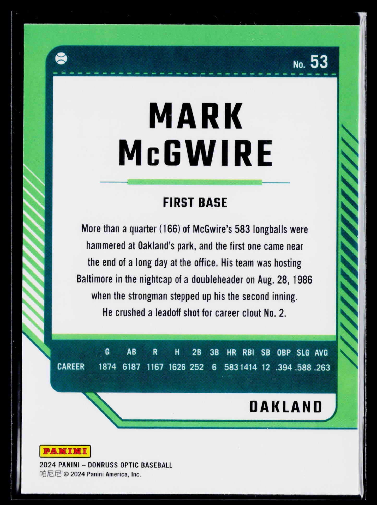2024 Donruss Mark McGwire Optic #53