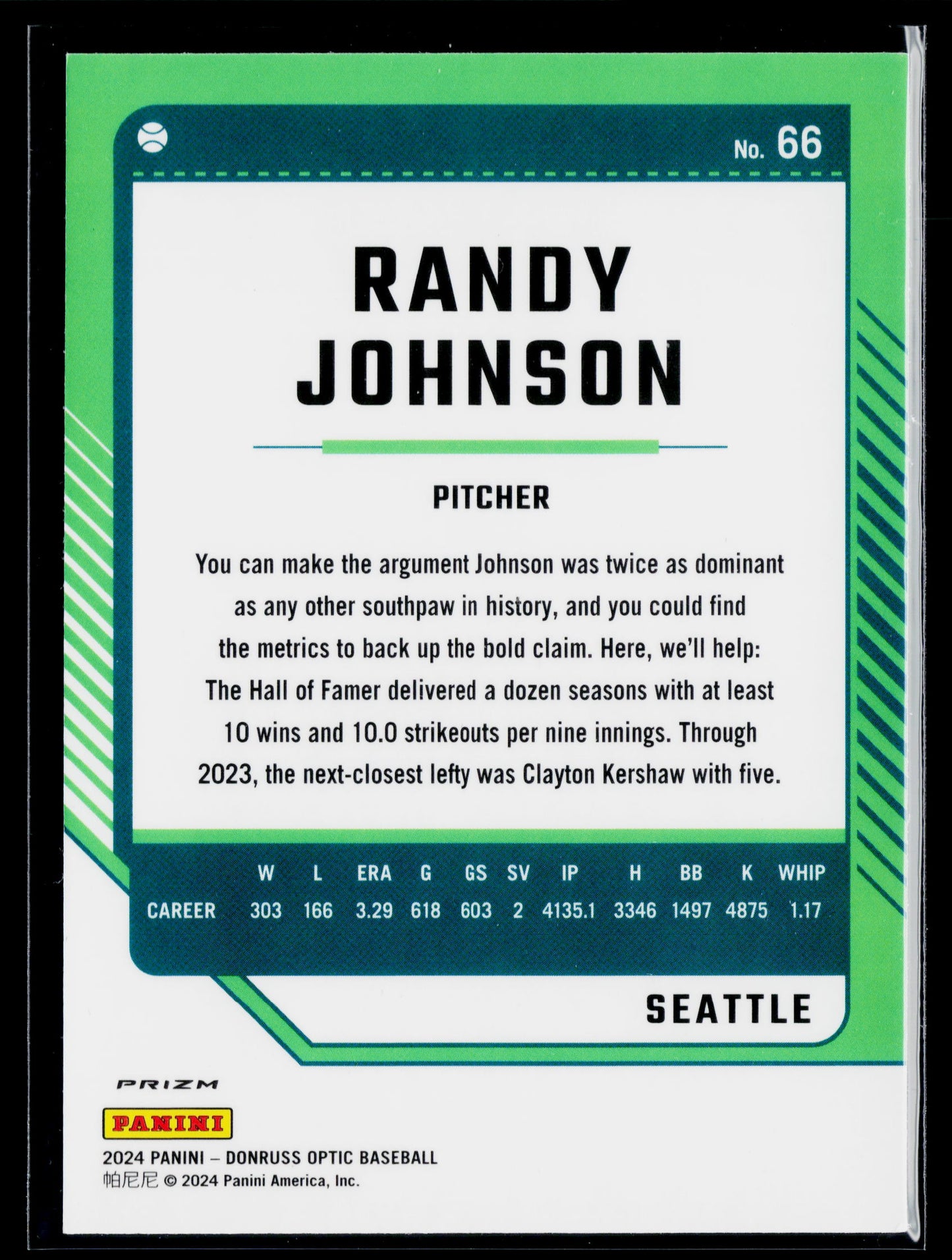2024 Donruss Randy Johnson Optic Orange Velocity Prizms #66